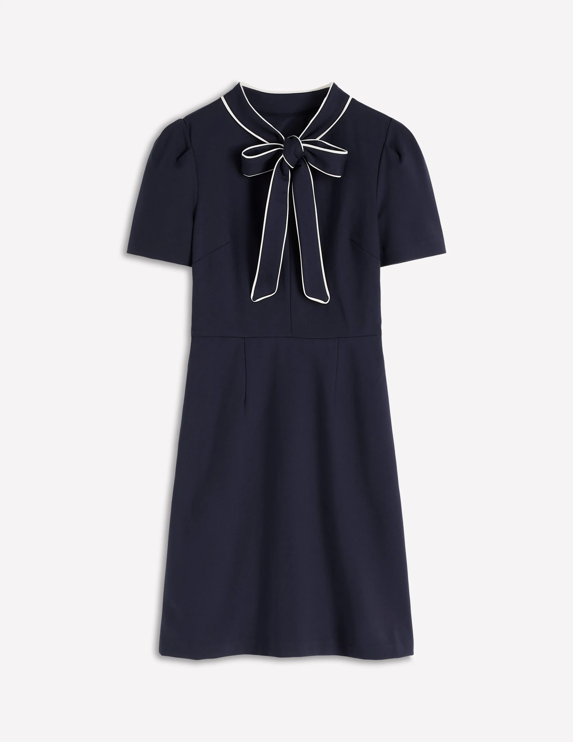 Pussy Bow Short Dress-Navy - Image 6