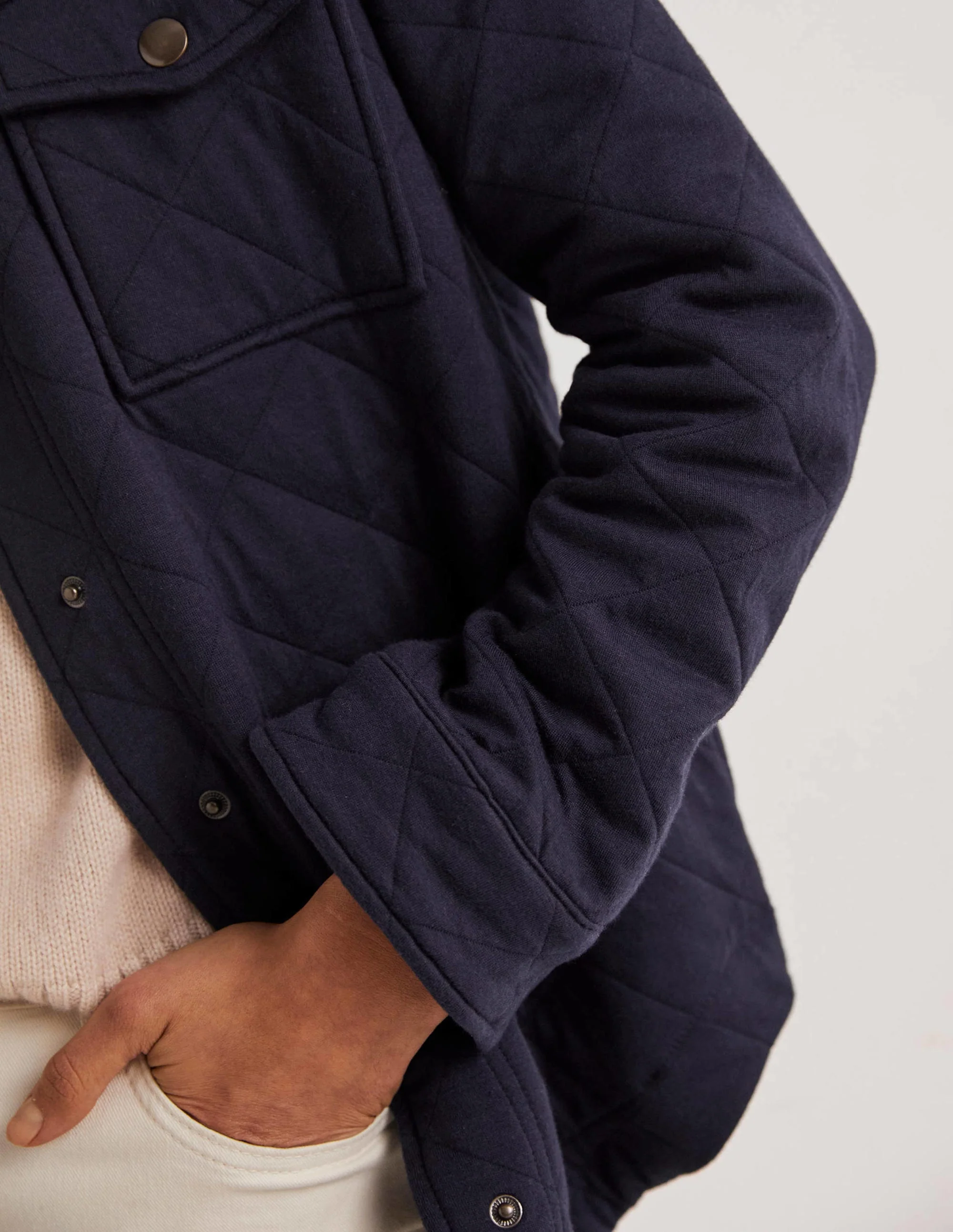 Quilted Jersey Shacket-Navy - Image 2