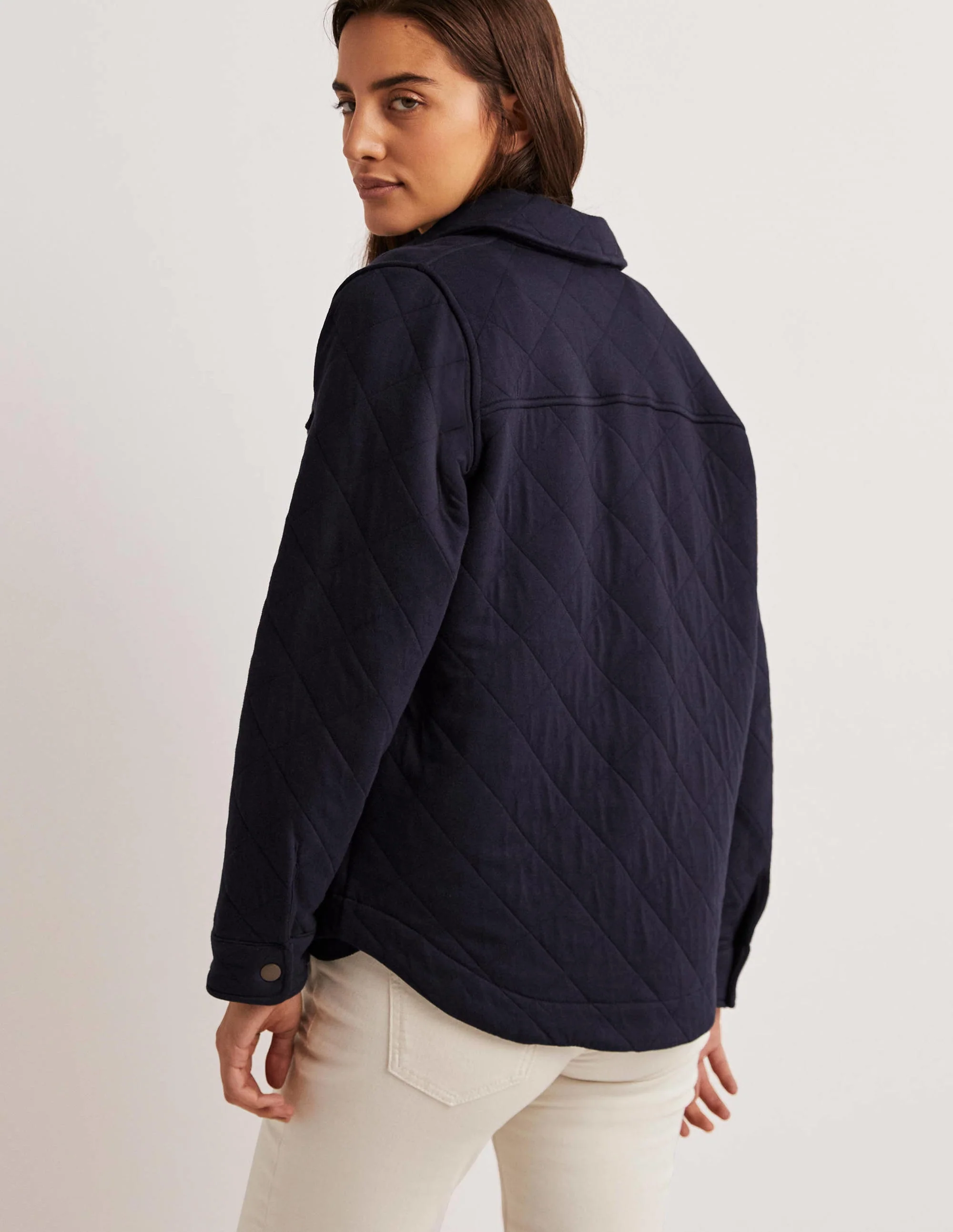 Quilted Jersey Shacket-Navy - Image 3