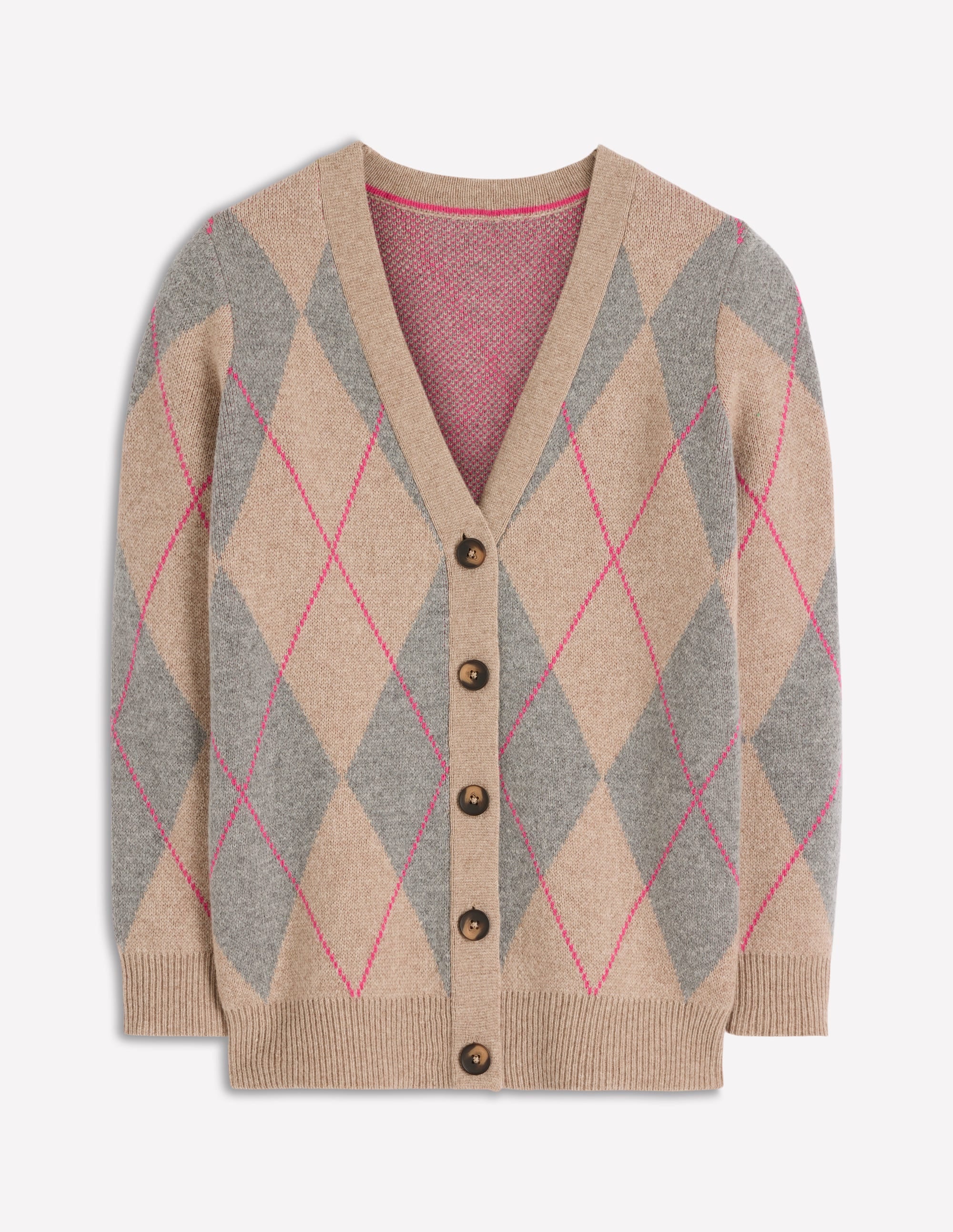 Quinn Boyfriend Cardigan-Neutral Argyle - Image 7