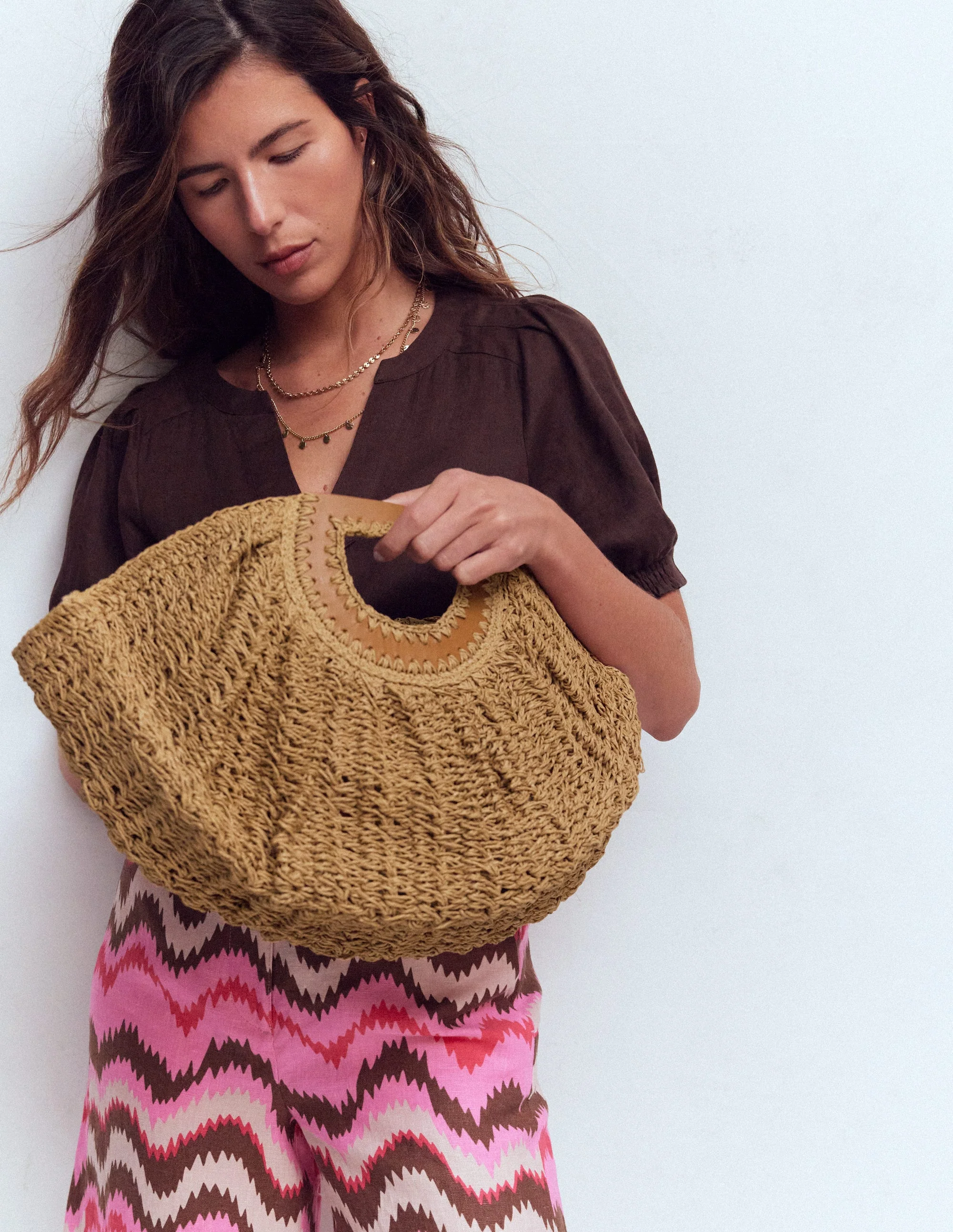 Raffia Moon Clutch-Natural Raffia - Image 2
