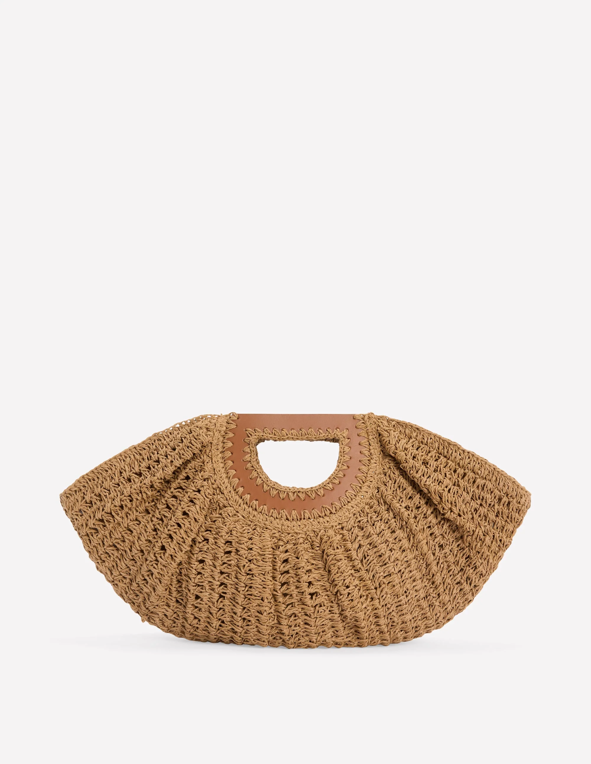 Raffia Moon Clutch-Natural Raffia - Image 3