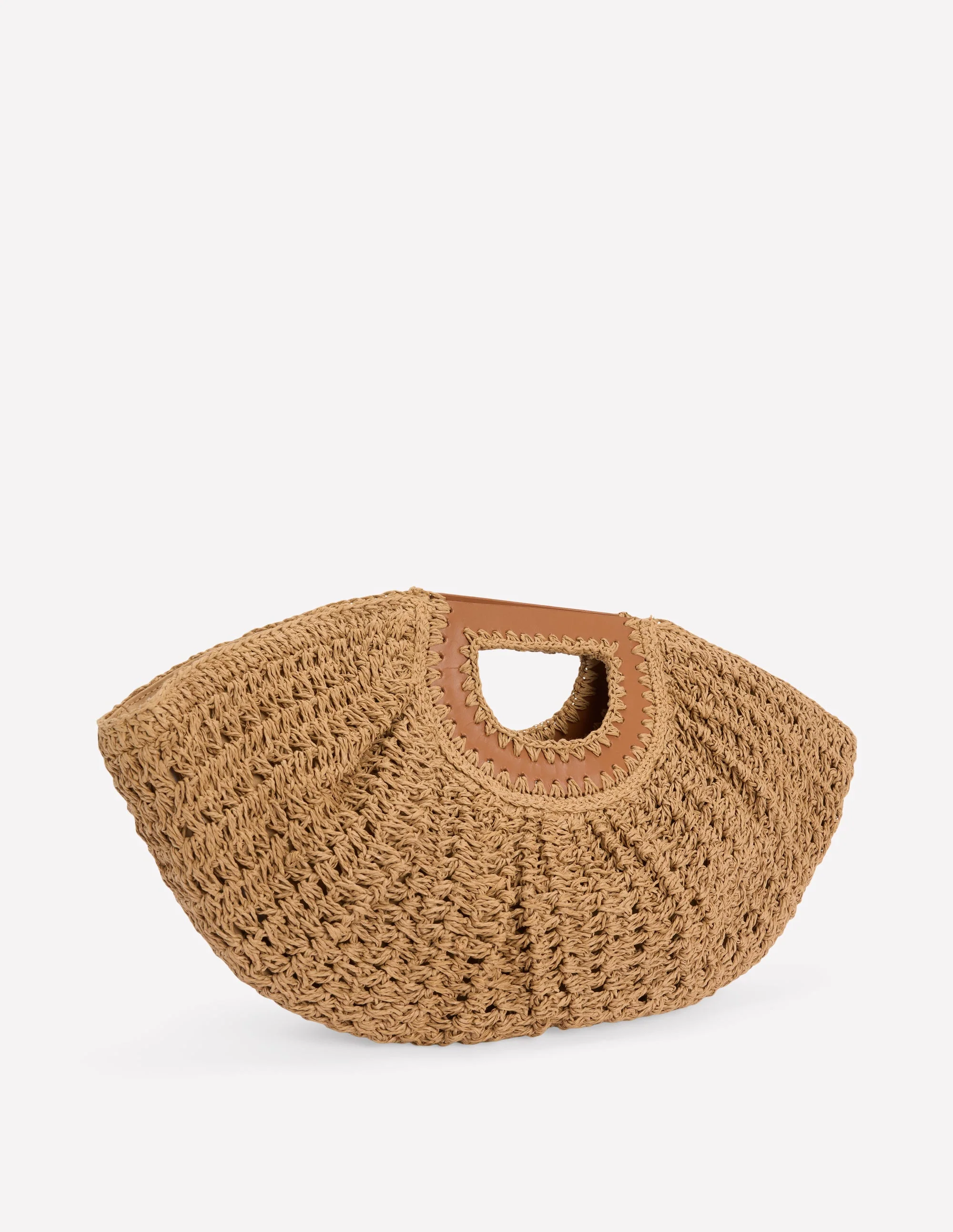 Raffia Moon Clutch-Natural Raffia - Image 4