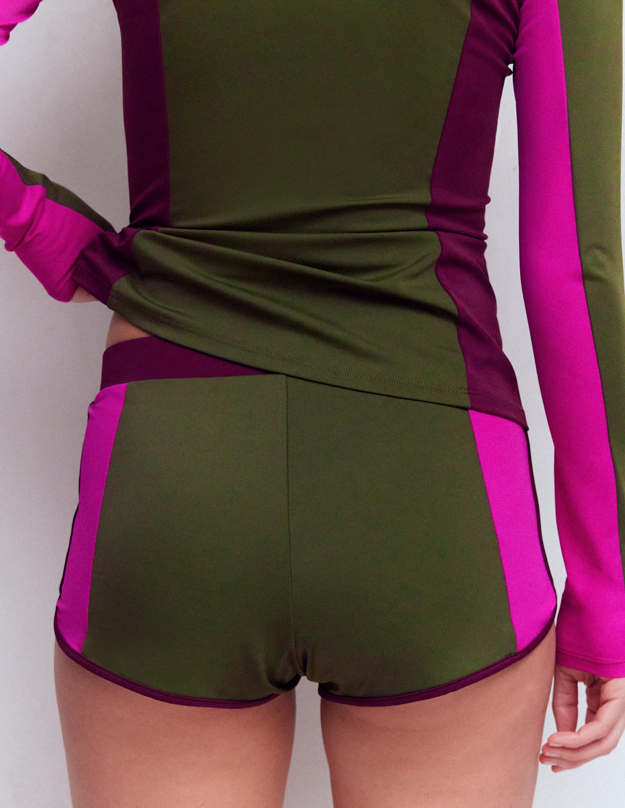 Rash Guard Swim Shorts-Khaki, Colourblock - Image 3