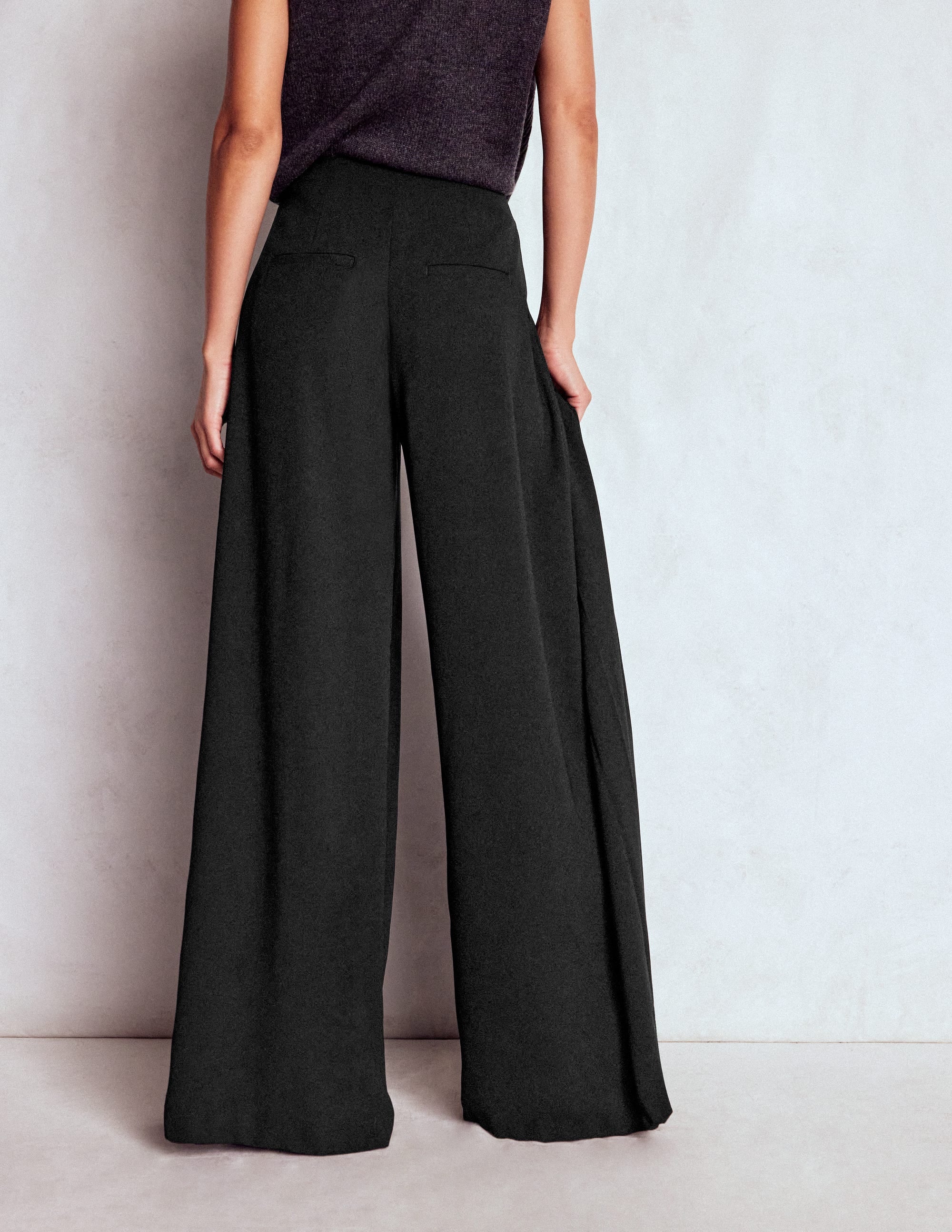 Regent Wide Leg Trousers-Black - Image 3