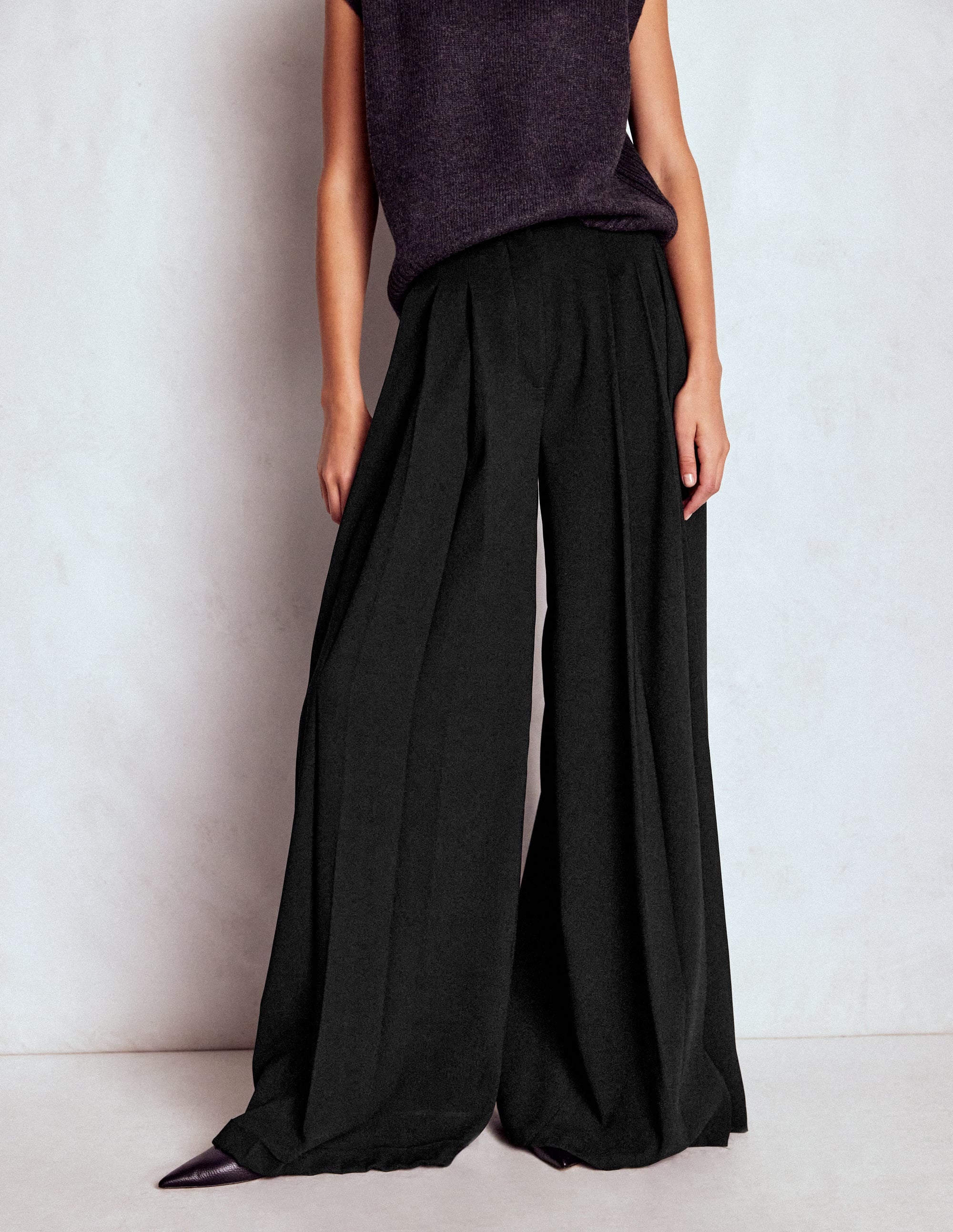 Regent Wide Leg Trousers-Black - Image 4