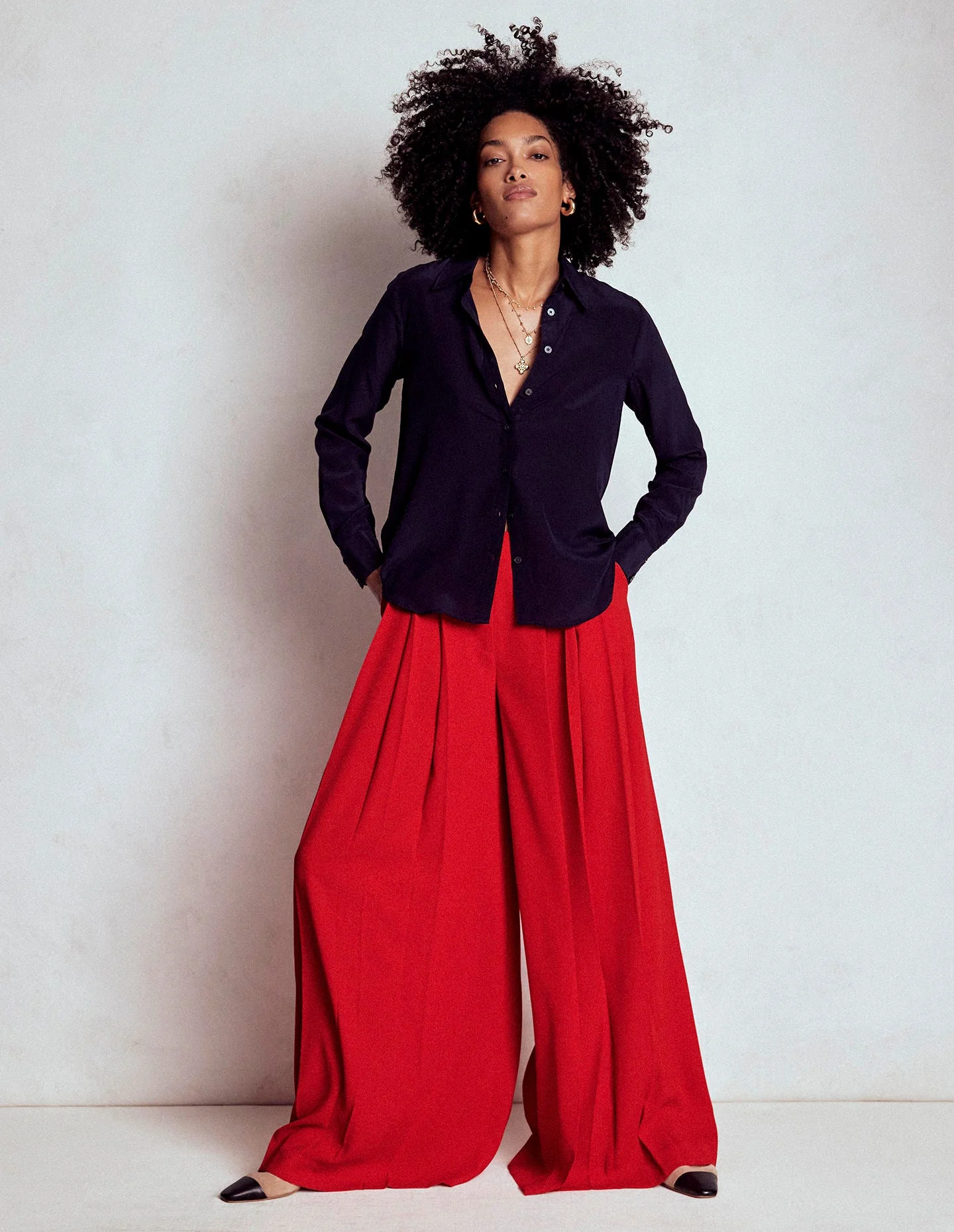 Regent Wide Leg Trousers-Poppy Red - Image 6
