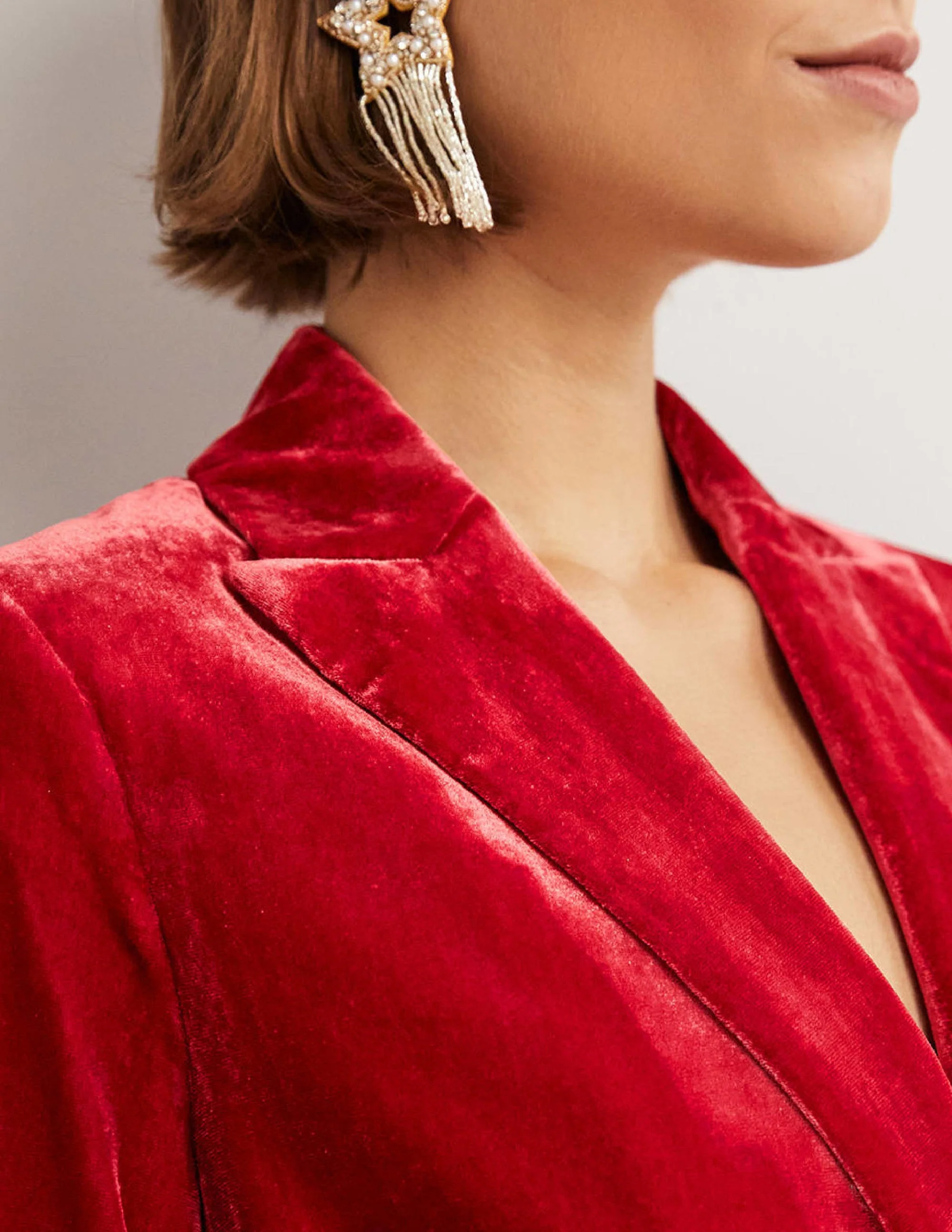 Relaxed Velvet Blazer-Red Velvet - Image 2