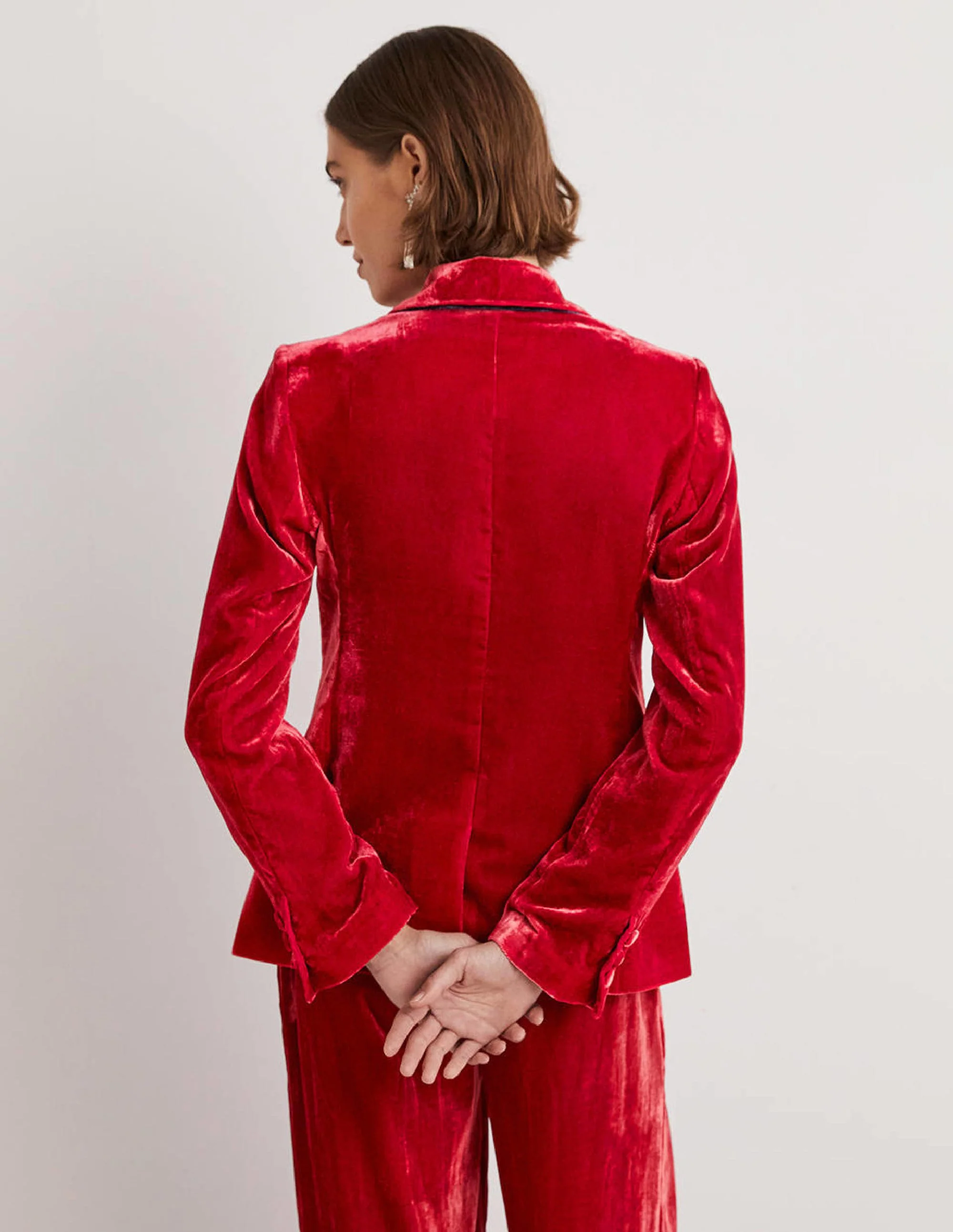 Relaxed Velvet Blazer-Red Velvet - Image 3