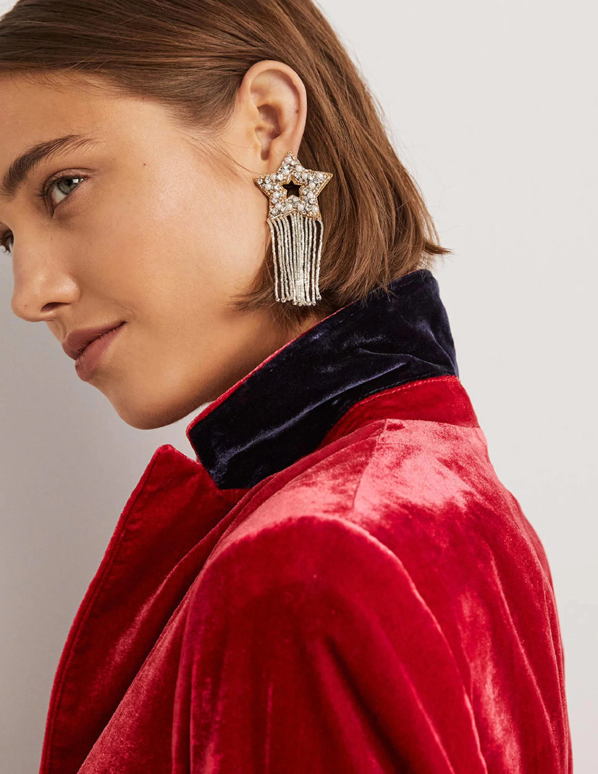 Relaxed Velvet Blazer-Red Velvet - Image 4