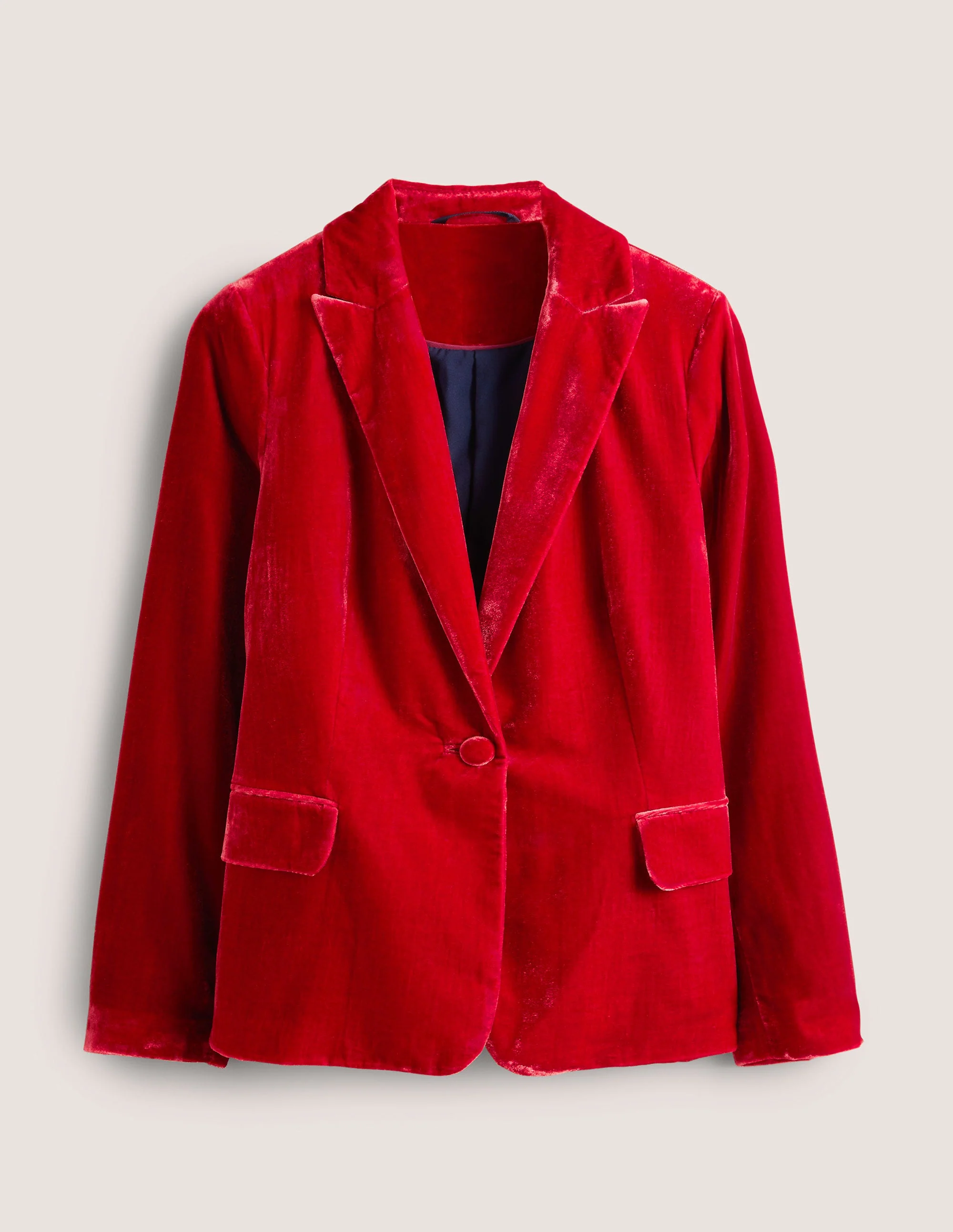 Relaxed Velvet Blazer-Red Velvet - Image 8