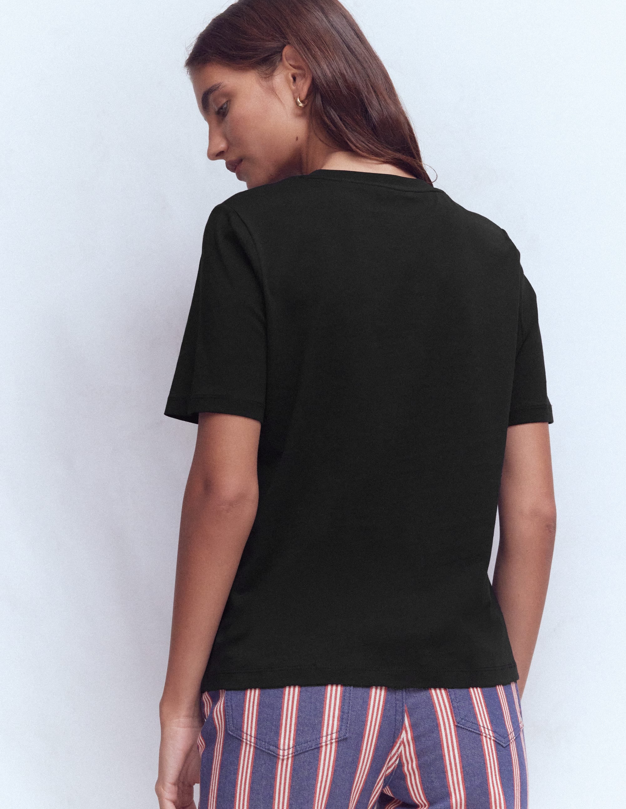 Ren Cotton Crew Neck T-shirt-Black - Image 3