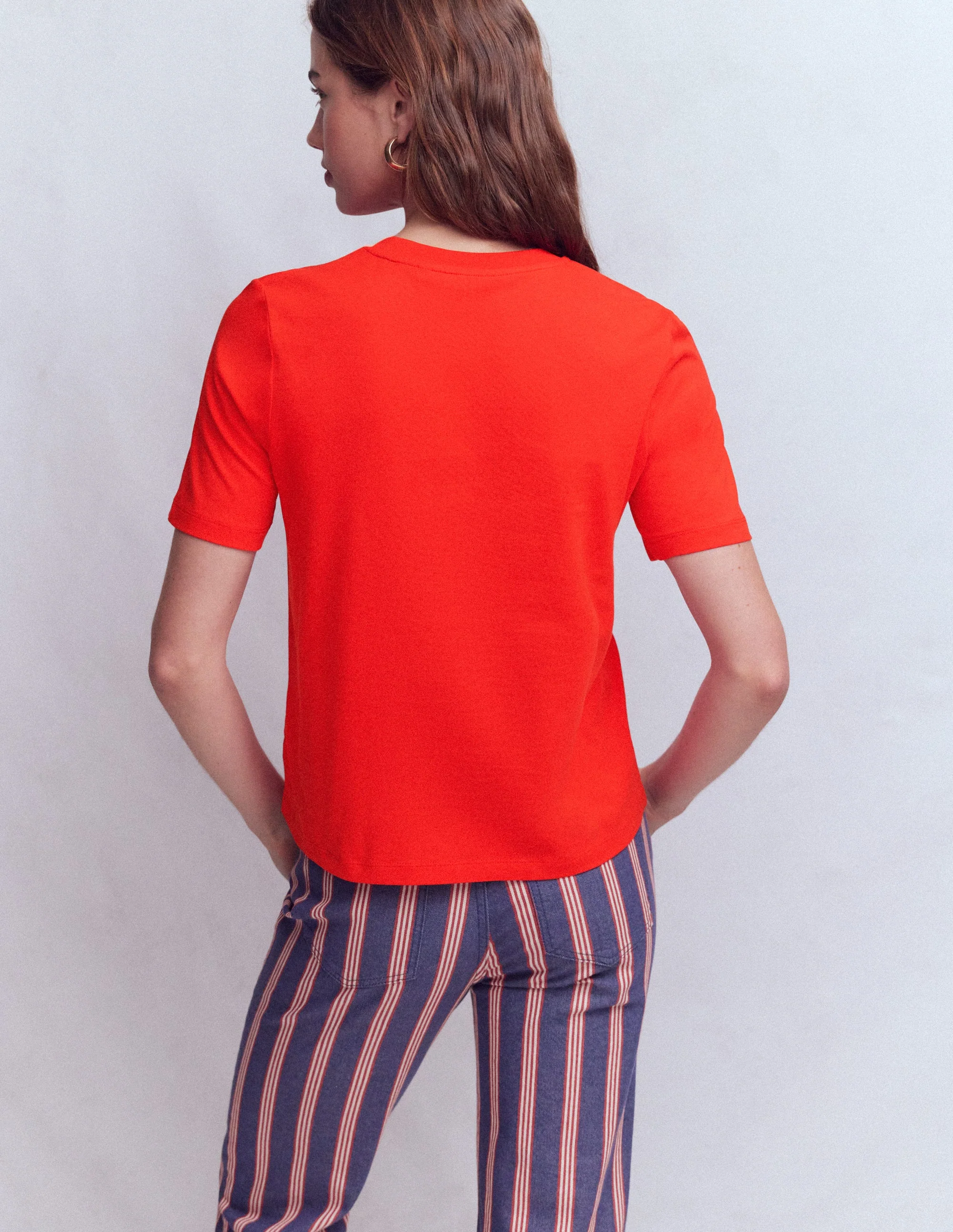 Ren Cotton Crew Neck T-shirt-Red - Image 3