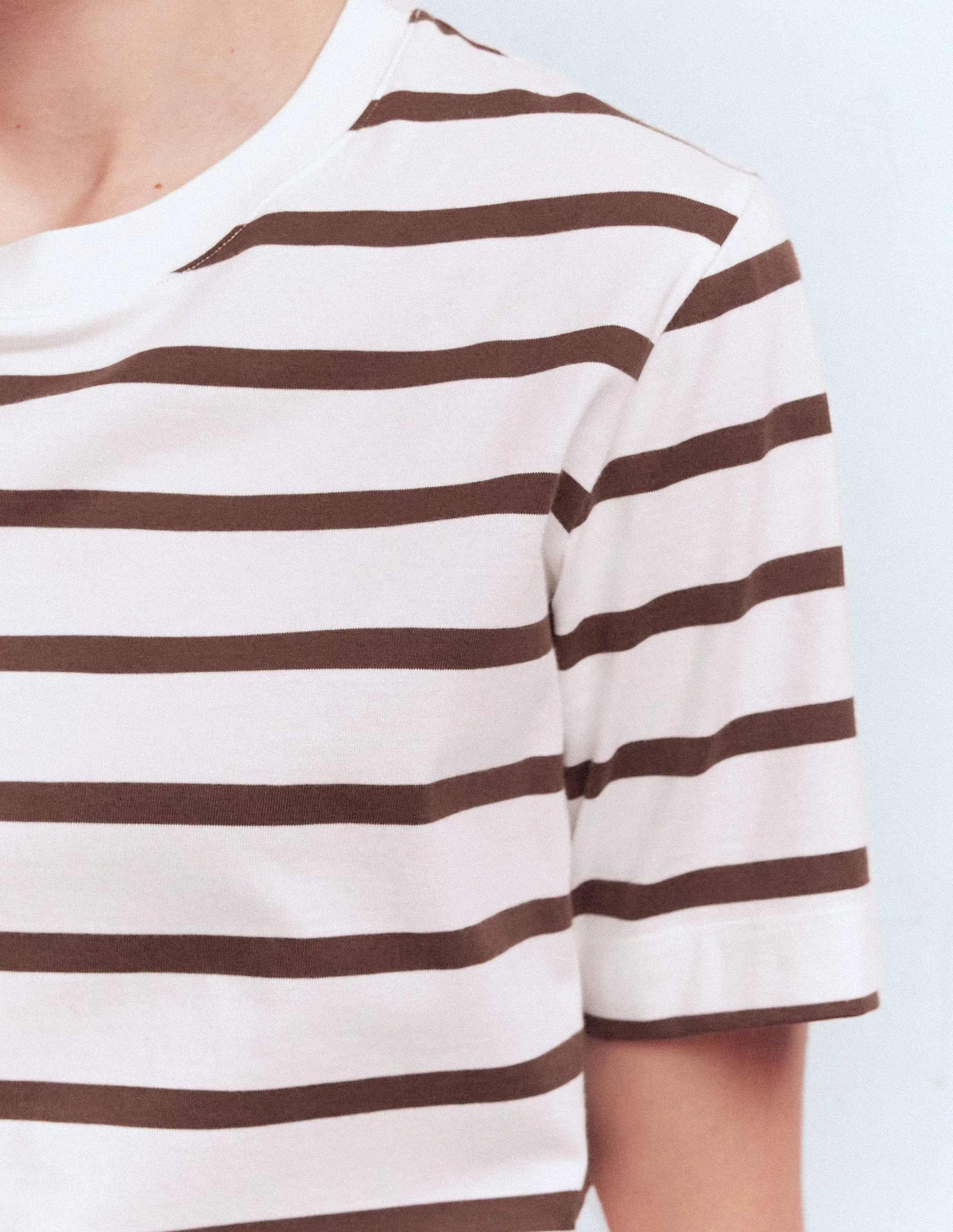 Ren Relaxed Cotton T-shirt-Brown and Ivory Stripe - Image 2