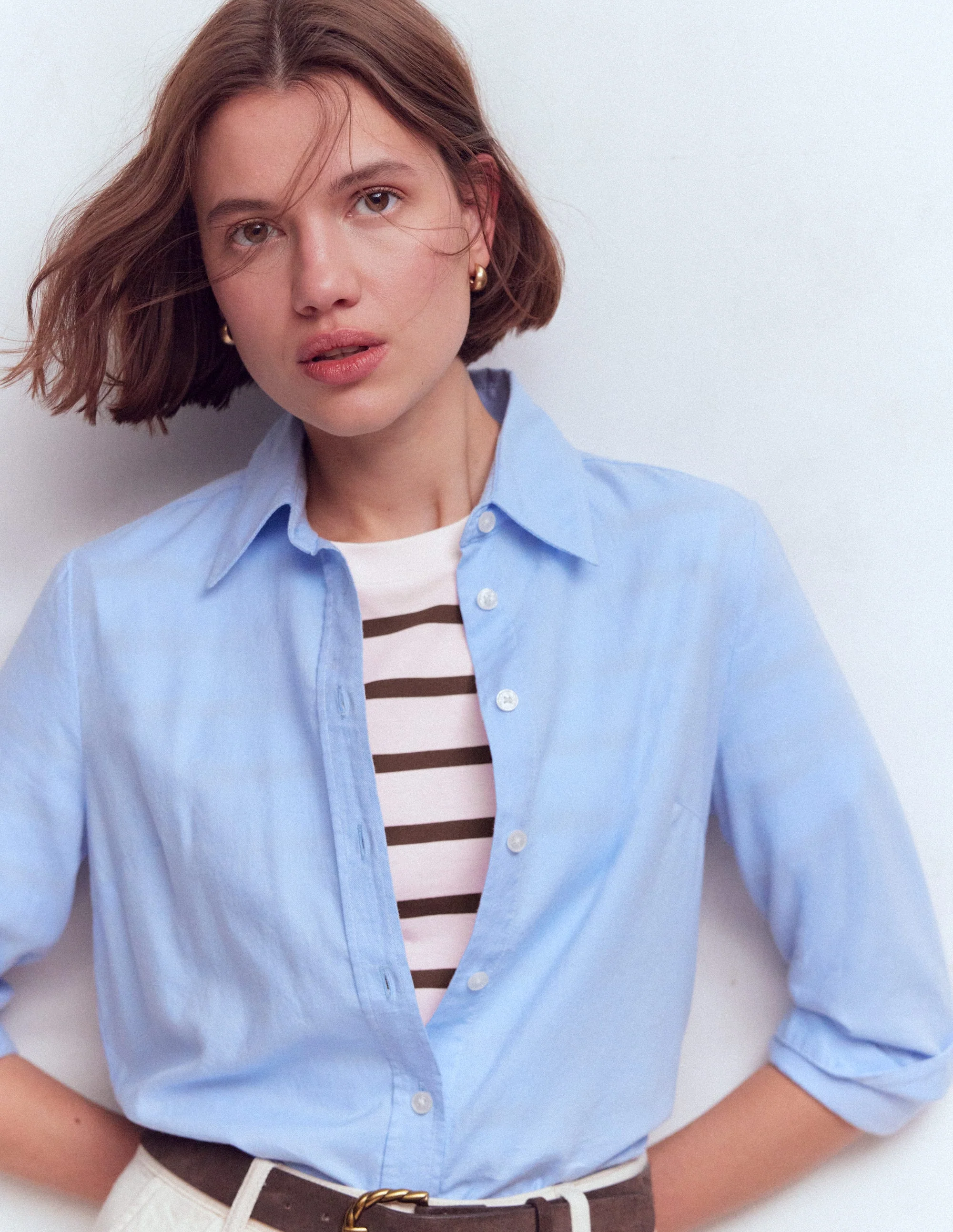 Ren Relaxed Cotton T-shirt-Brown and Ivory Stripe - Image 5