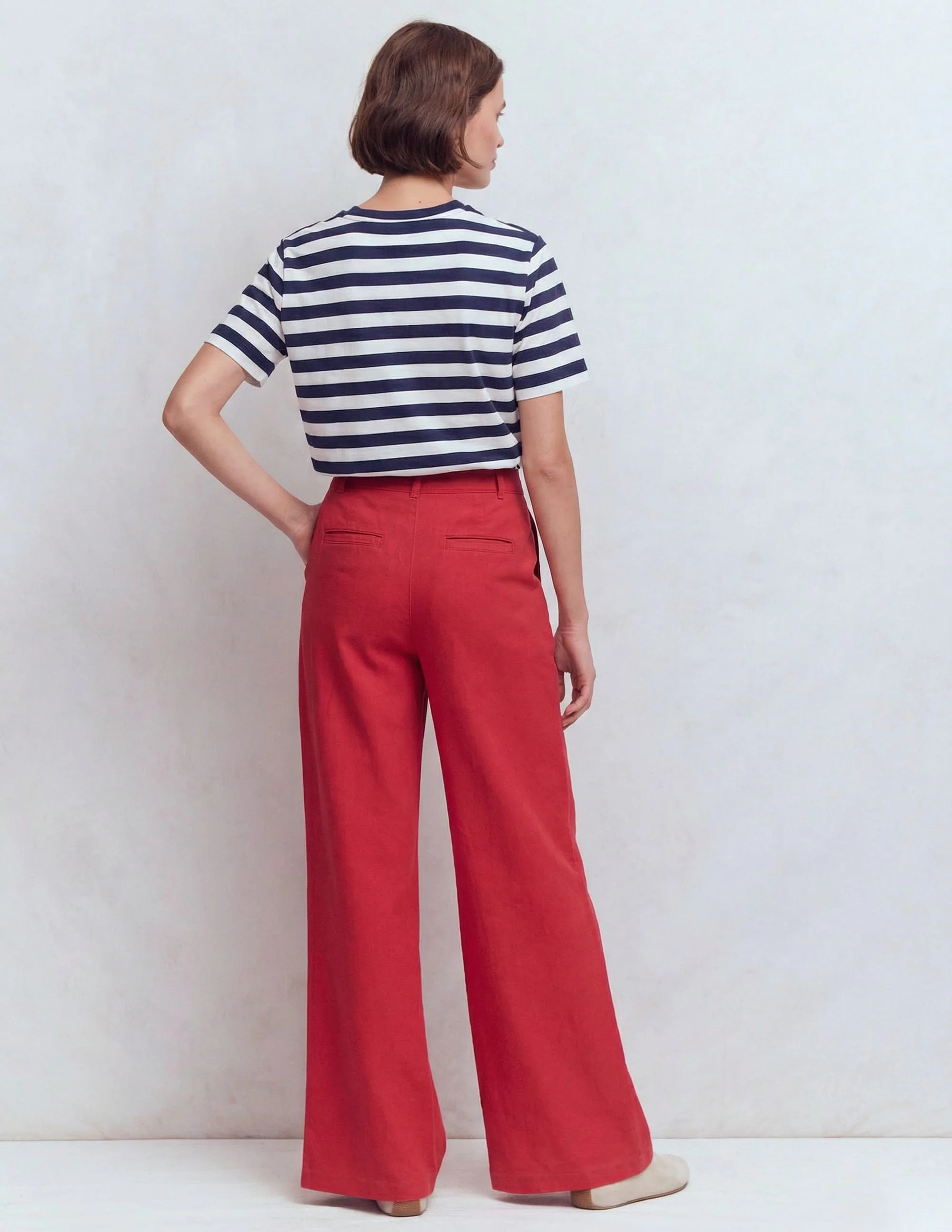 Ren Relaxed Cotton T-shirt-Navy and Ivory Stripe - Image 2