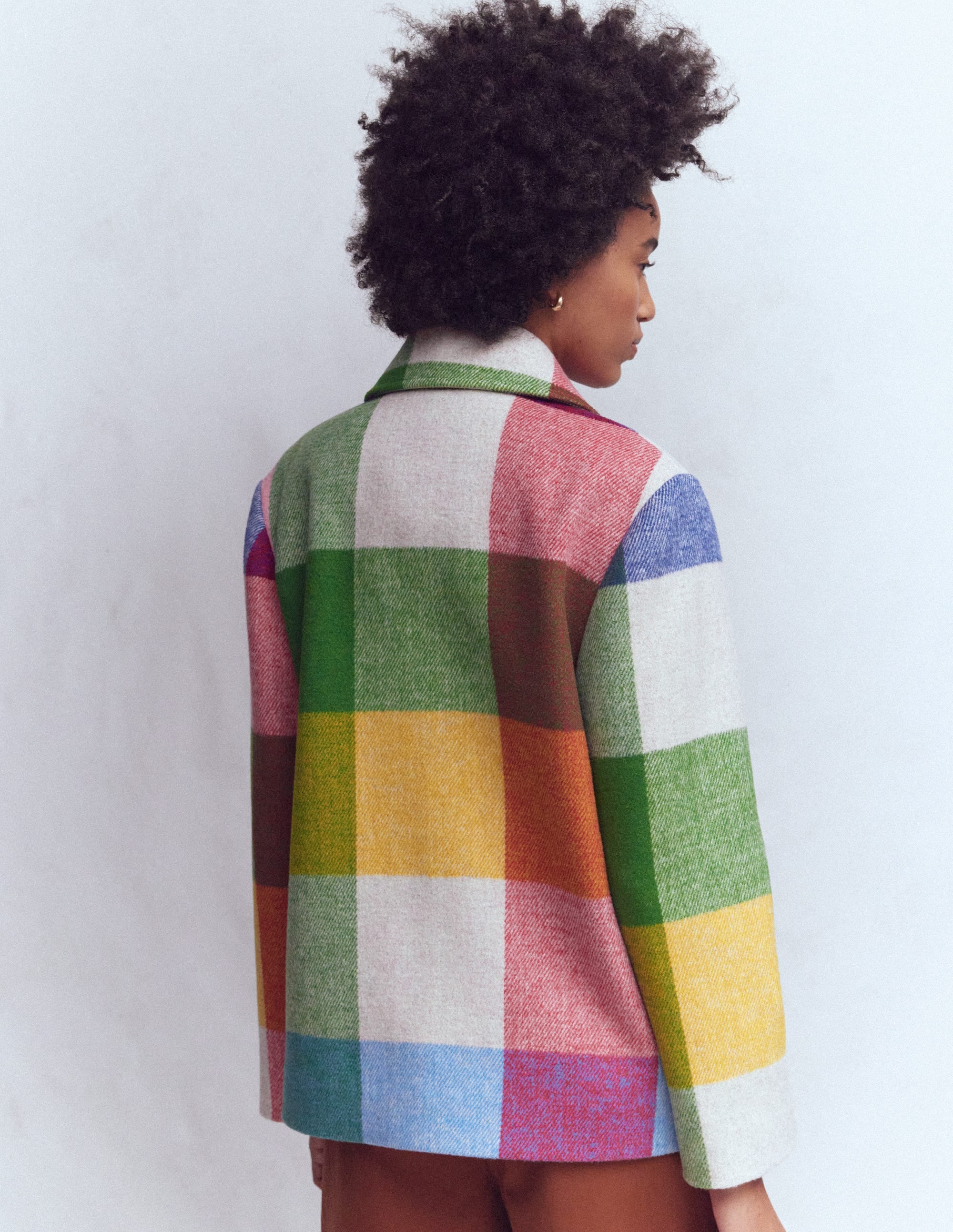 Revere Collar Wool Coat-Giant Multigingham - Image 3