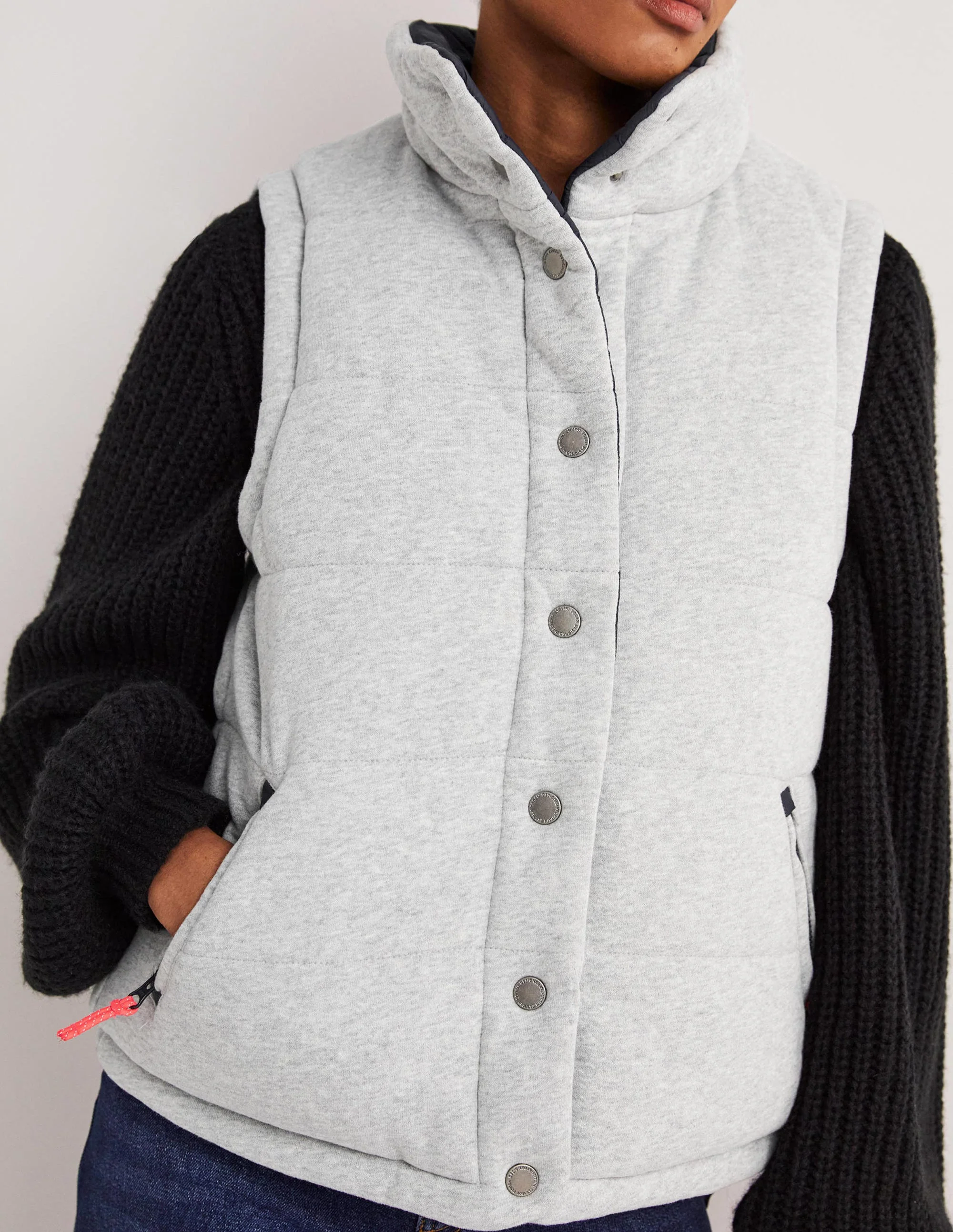 Reversible Gilet-Grey Marl with Navy - Image 2