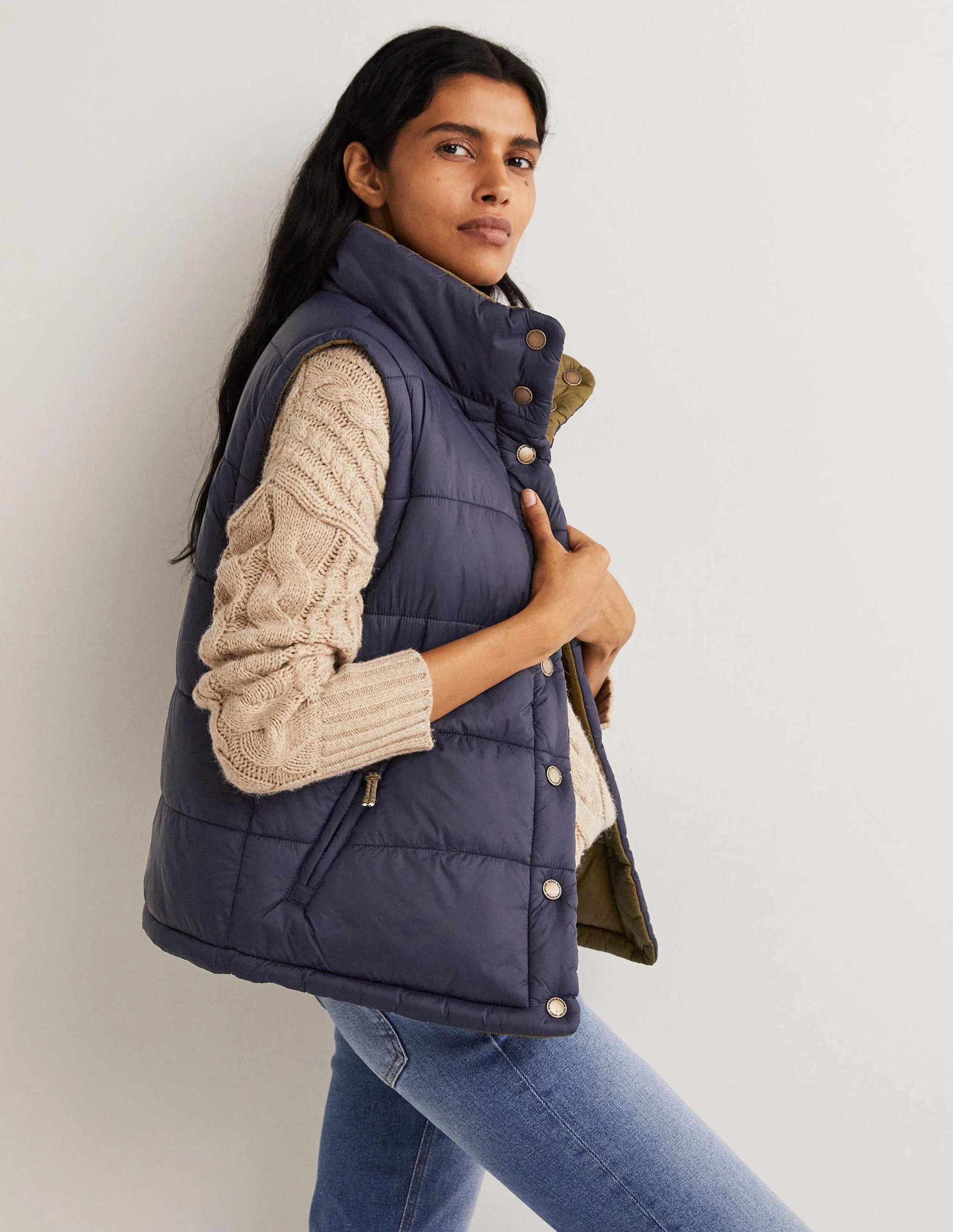 Reversible Gilet-Navy and Basil Green - Image 4