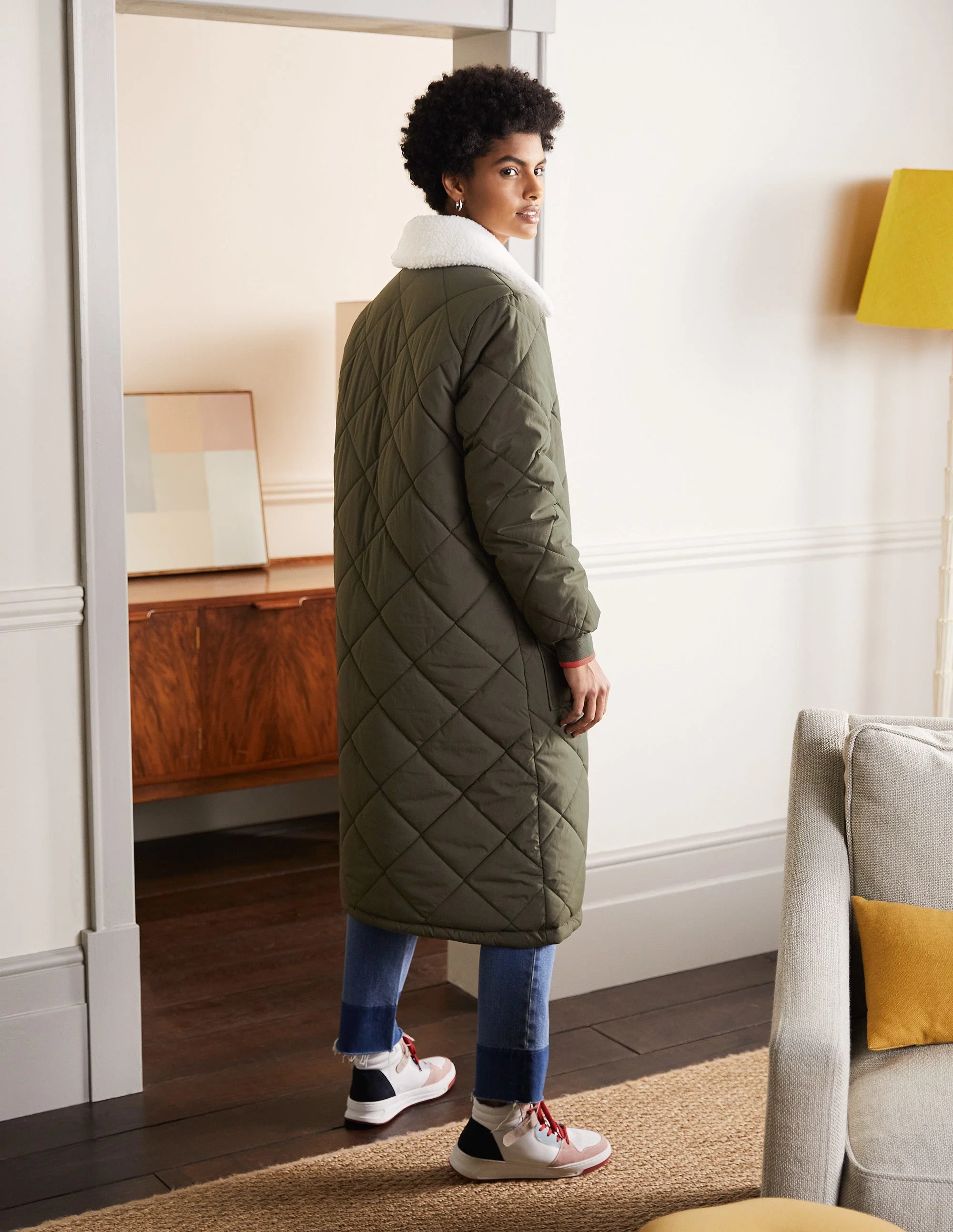 Reversible Quilted Puffer Coat-Khaki - Image 2