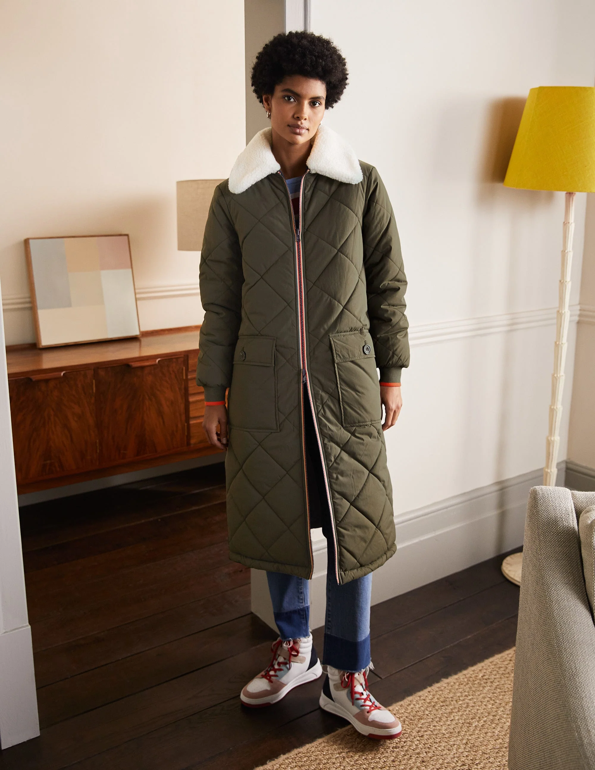 Reversible Quilted Puffer Coat-Khaki - Image 4