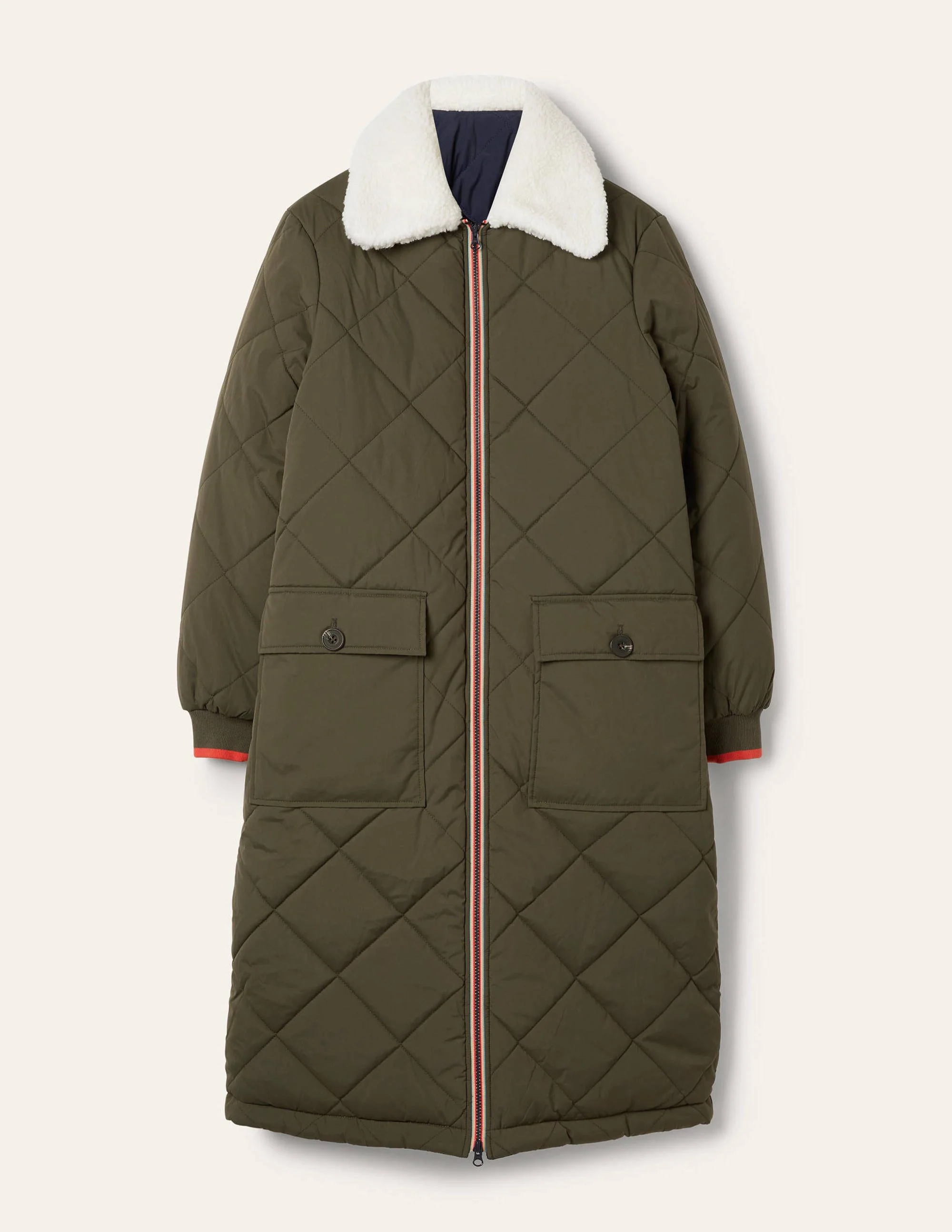 Reversible Quilted Puffer Coat-Khaki - Image 7