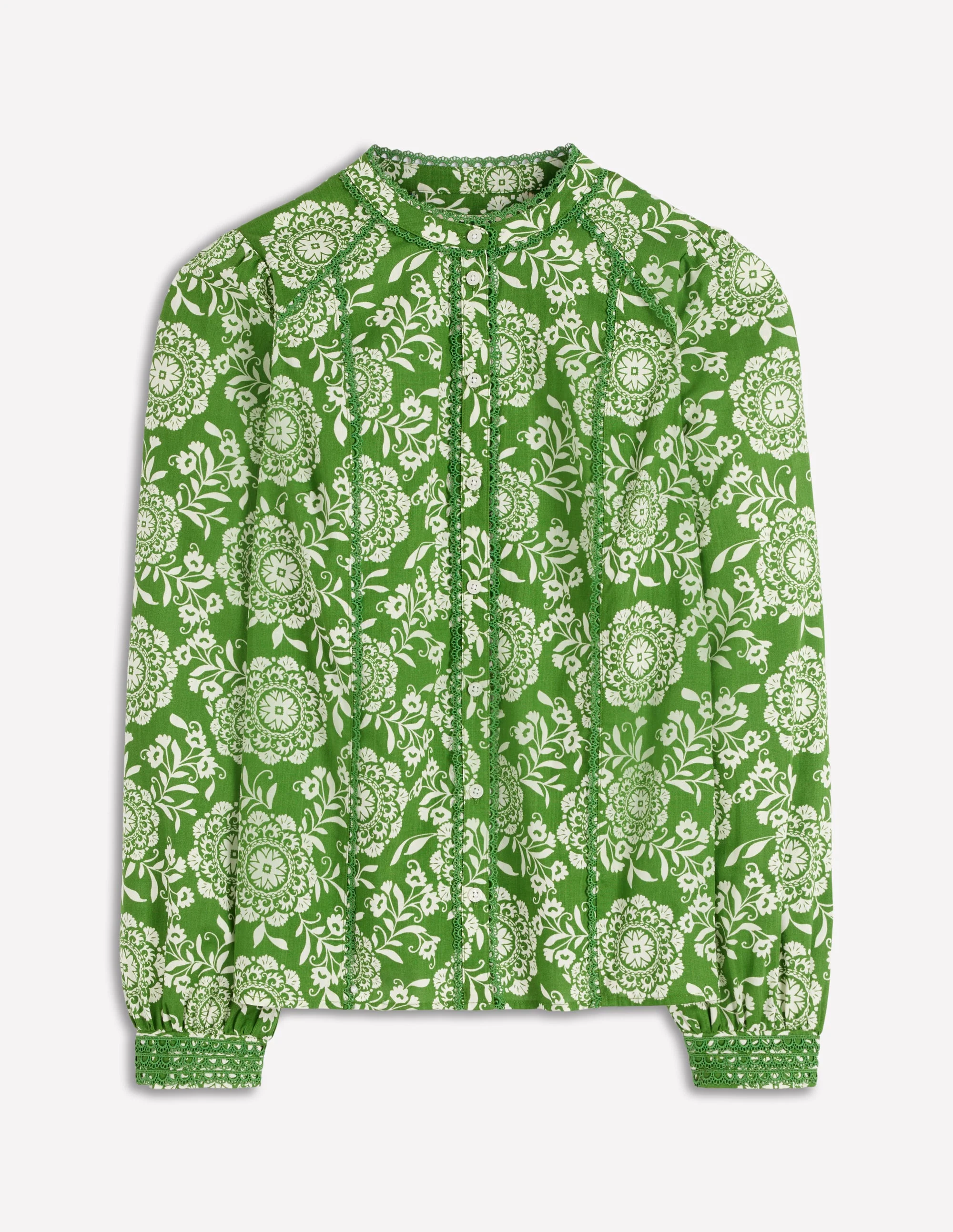 Rhea Trim Insert Cotton Top-Green, Decorative Blossom - Image 5