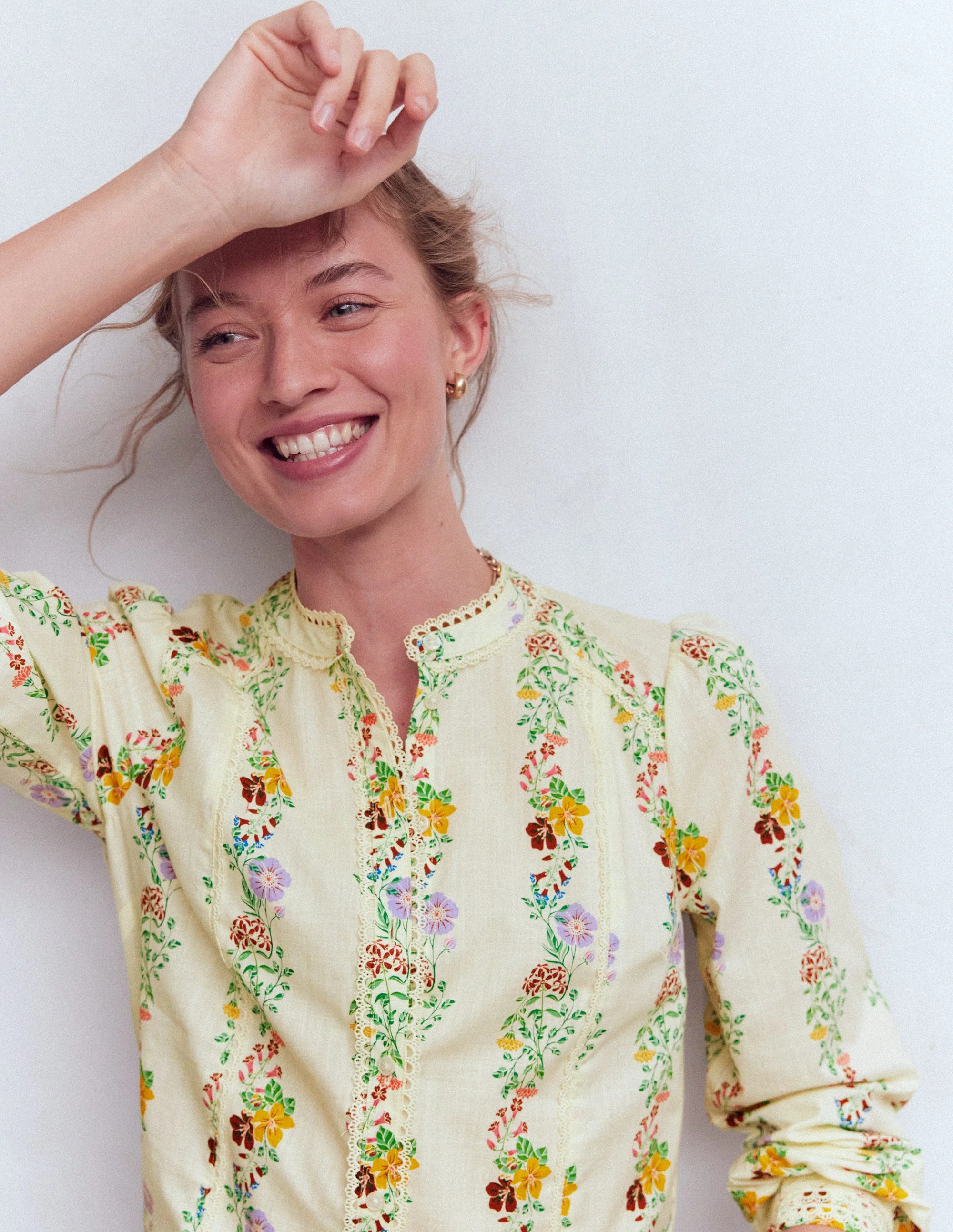 Rhea Trim Insert Cotton Top-Multi, Blossom Trail - Image 2
