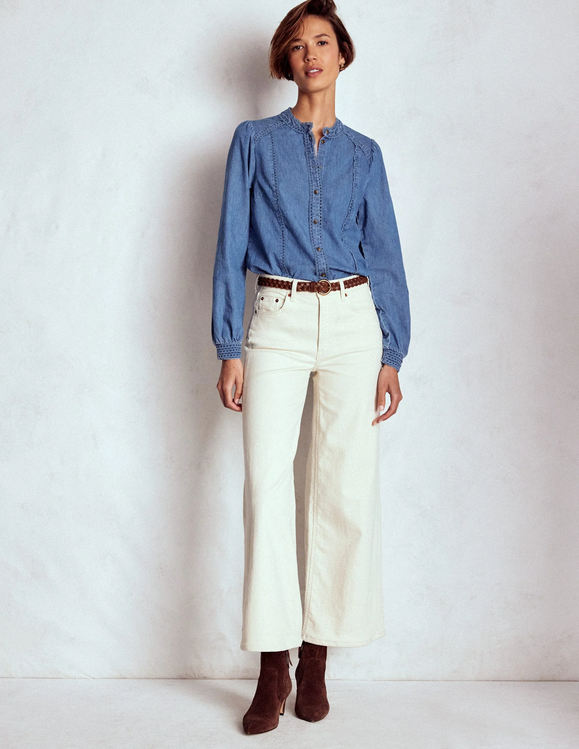 Rhea Trim Insert Denim Top-Light Vintage - Image 5