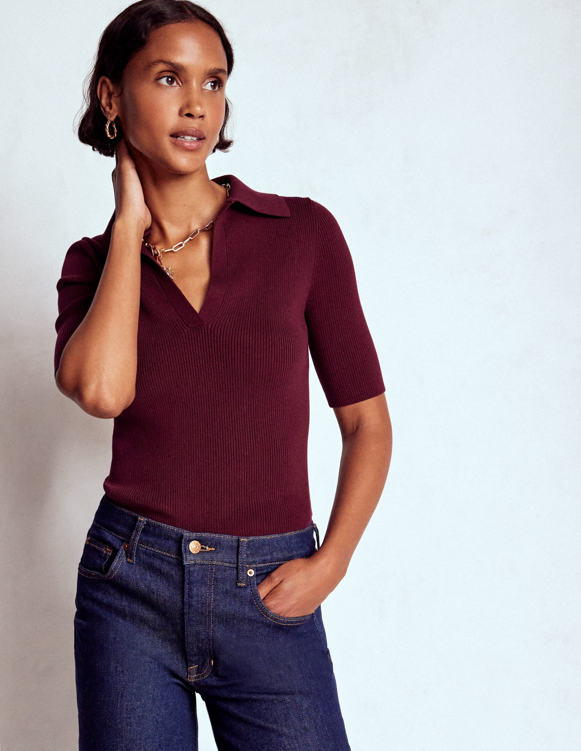Rib Henley Top-Deep Wisteria - Image 2