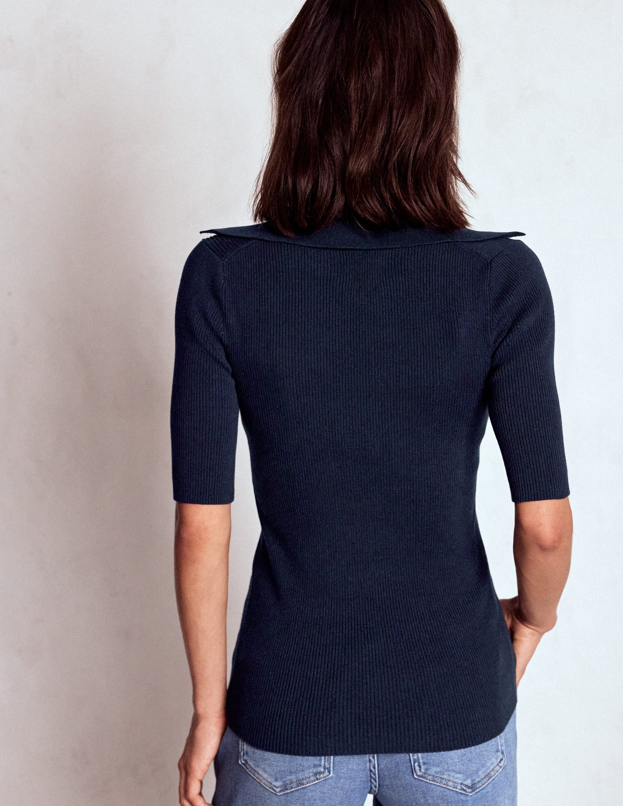 Rib Henley Top-Navy - Image 3