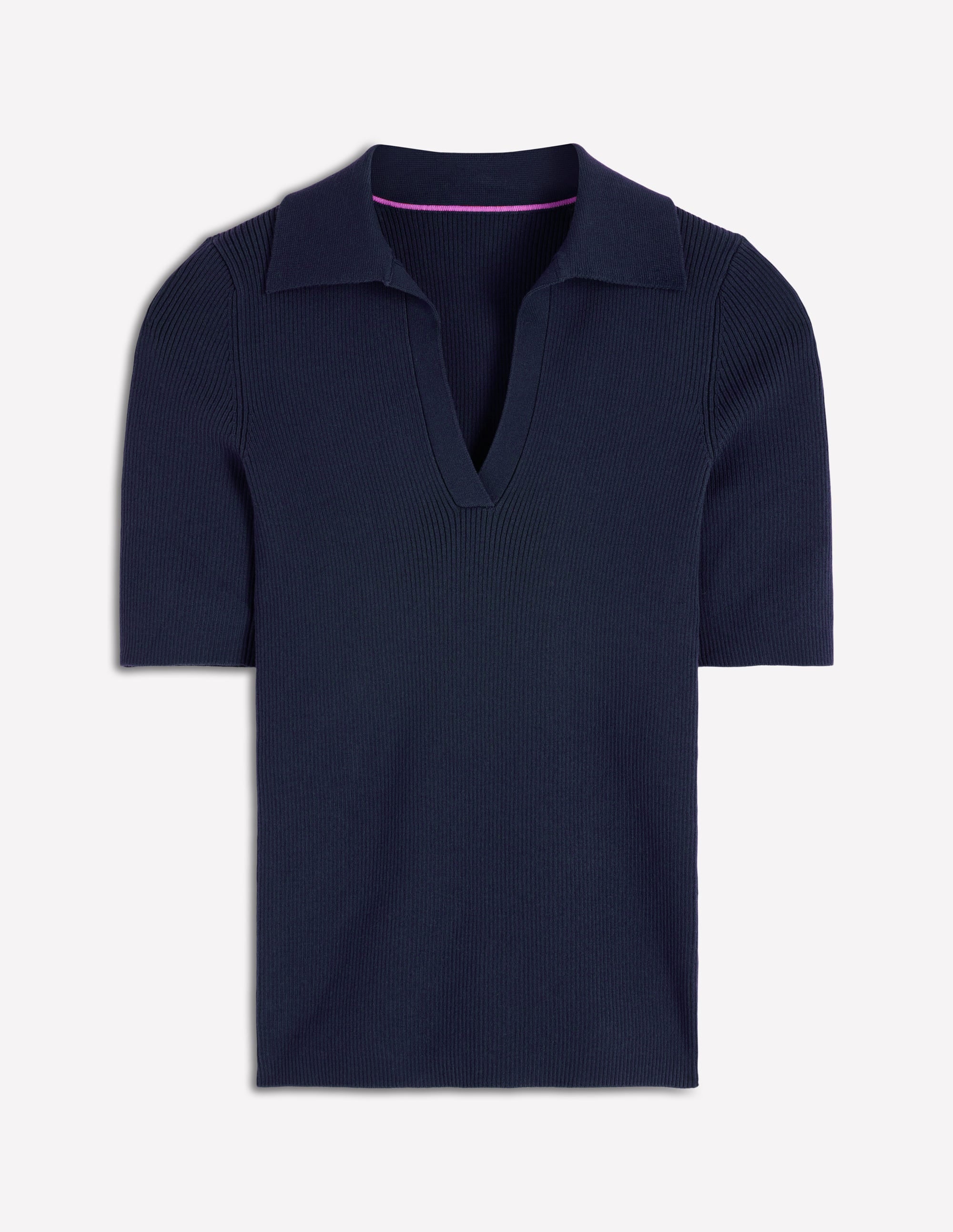 Rib Henley Top-Navy - Image 6