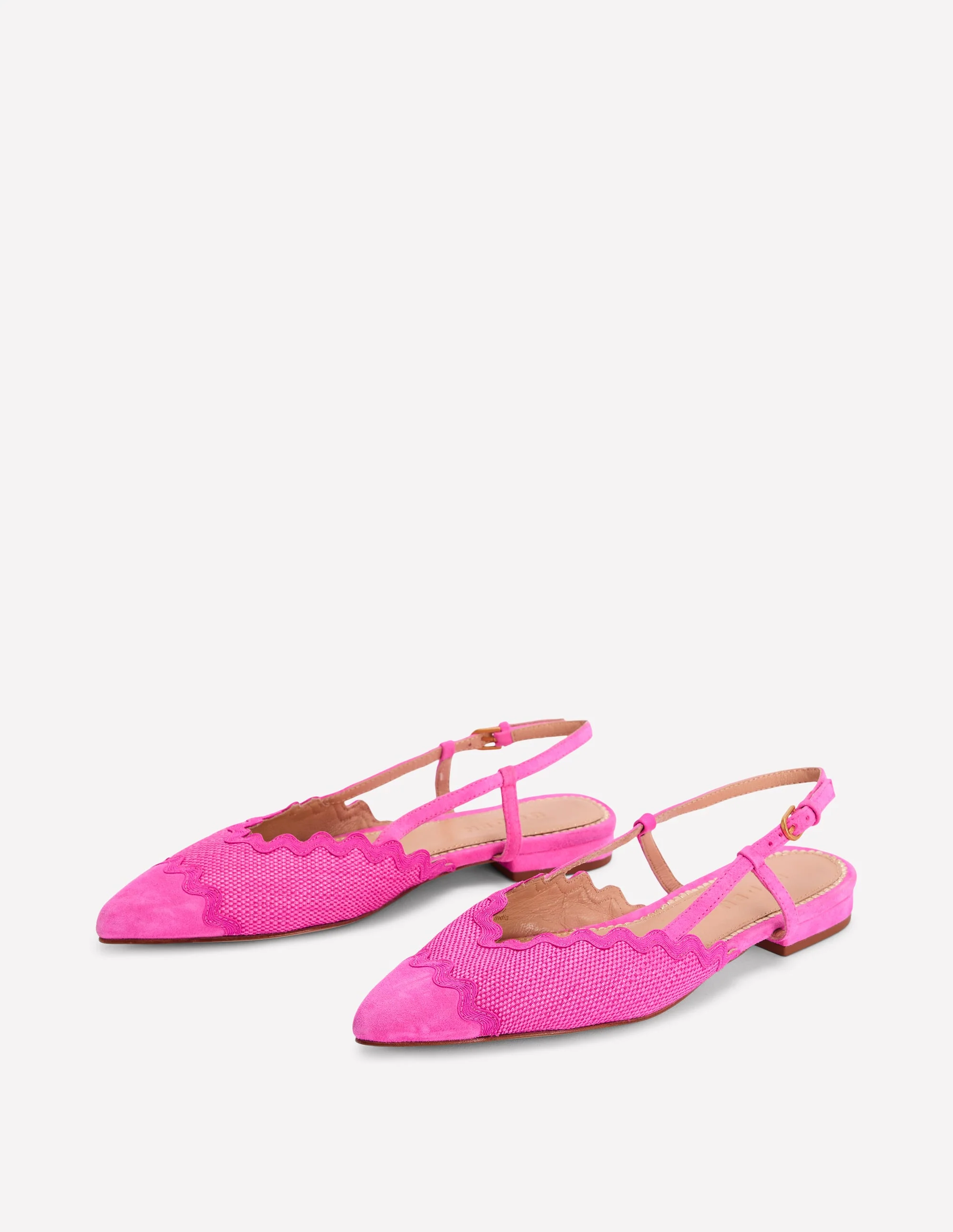 Ric Rac Detail Pointed Flats-Festival Pink - Image 3
