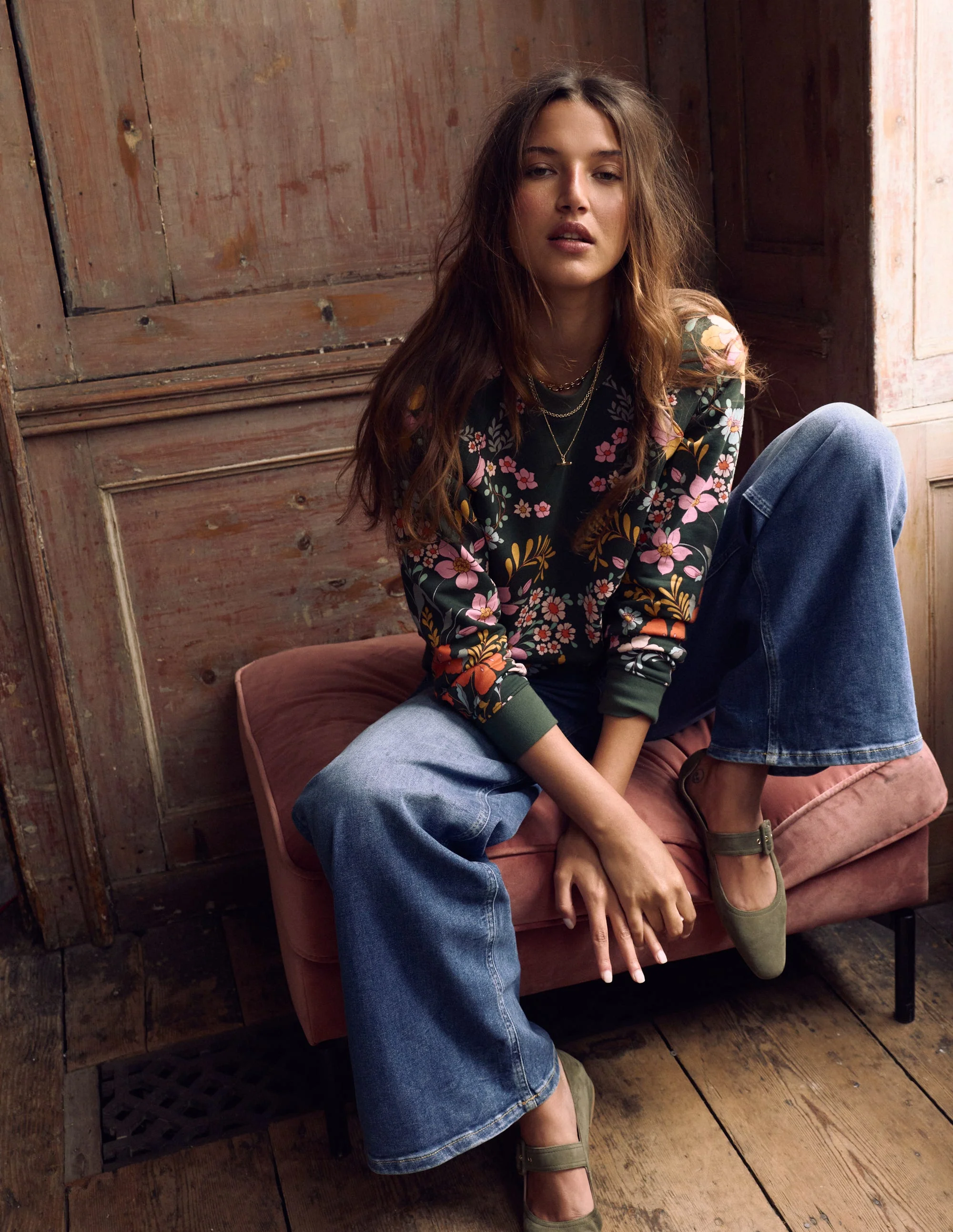 Rosa Printed Sweatshirt-Forest, Flourishing Garden - Image 5
