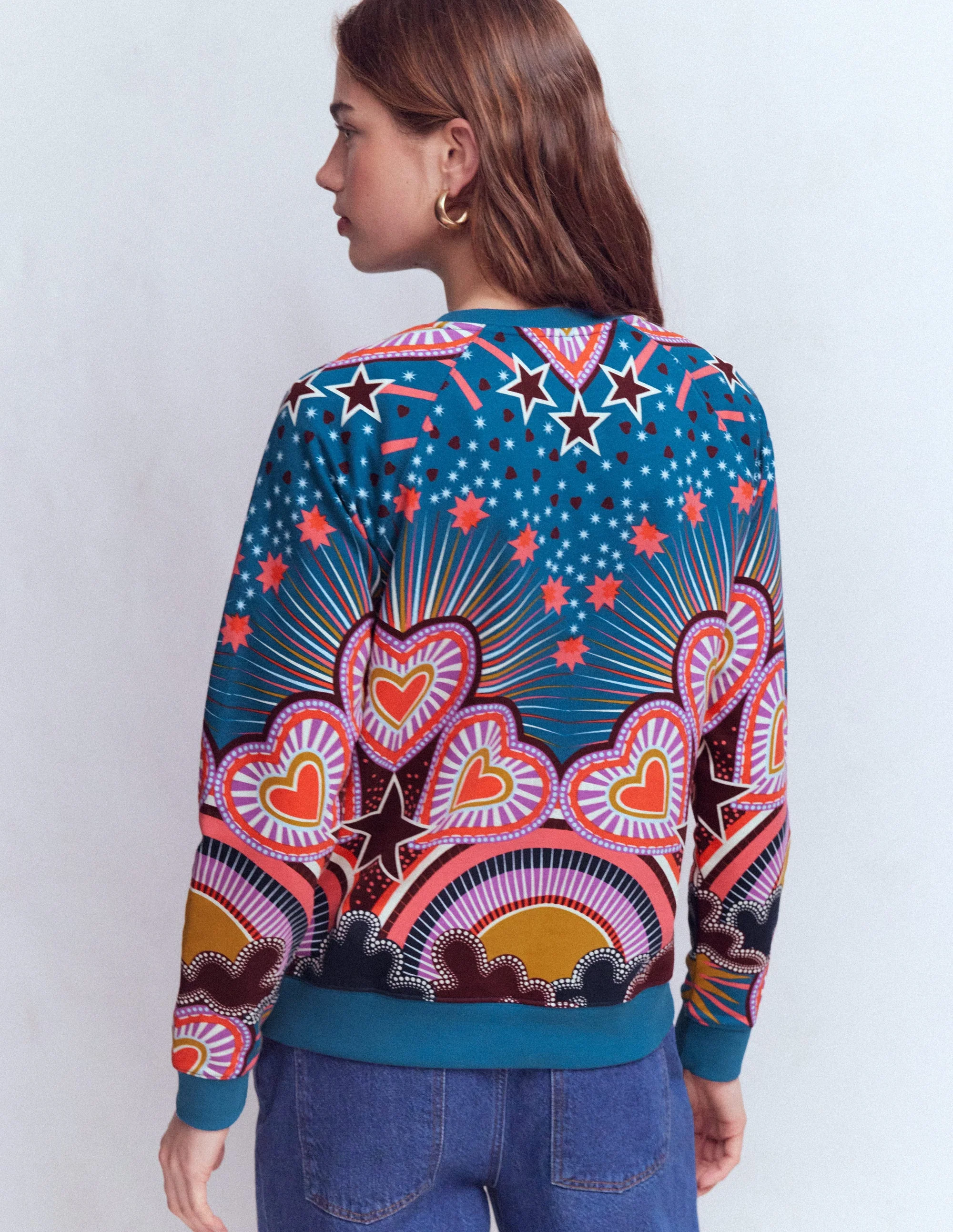 Rosa Printed Sweatshirt-Multi, Starburst Heart - Image 3