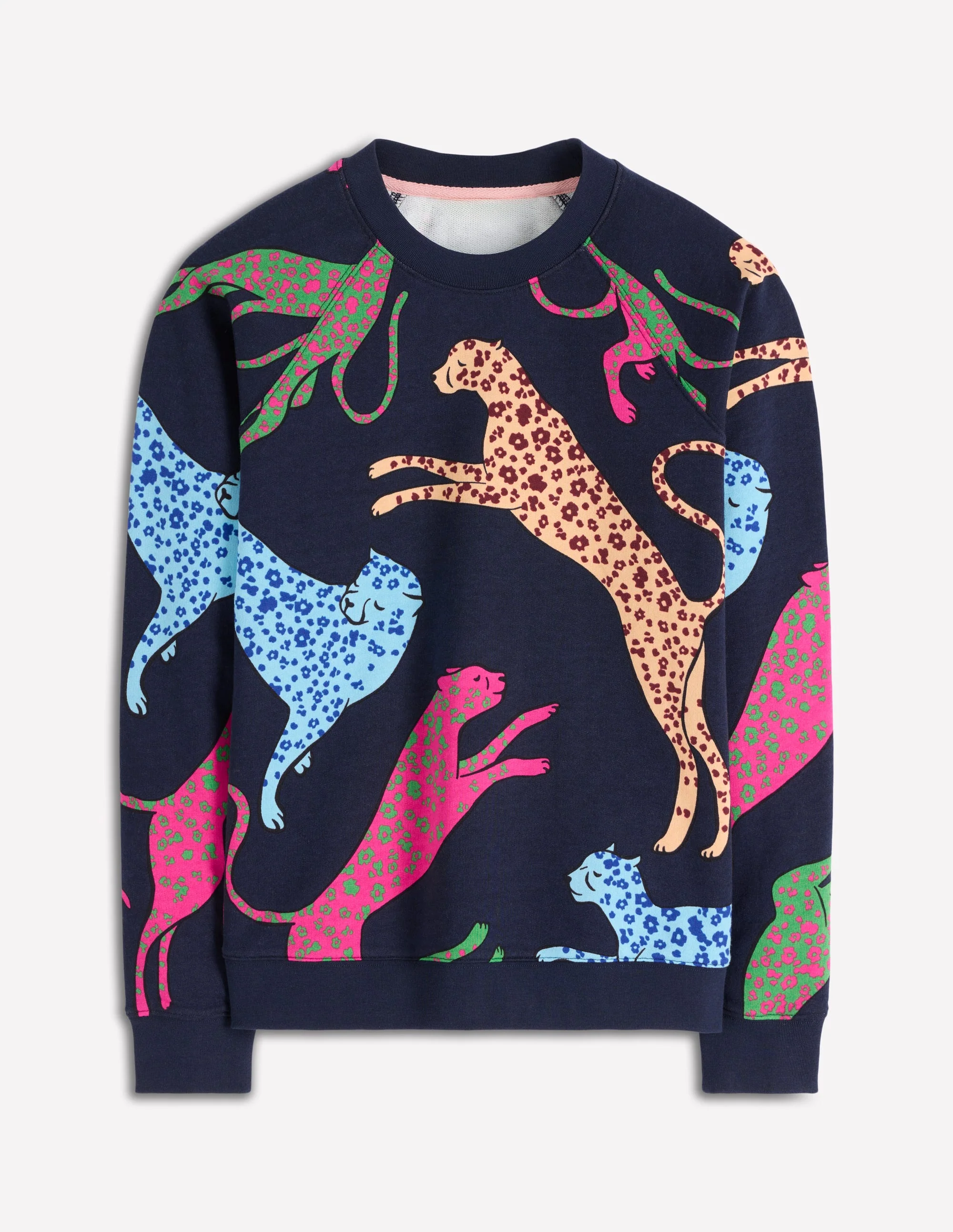 Rosa Printed Sweatshirt-Navy, Leaping Leopard - Image 5