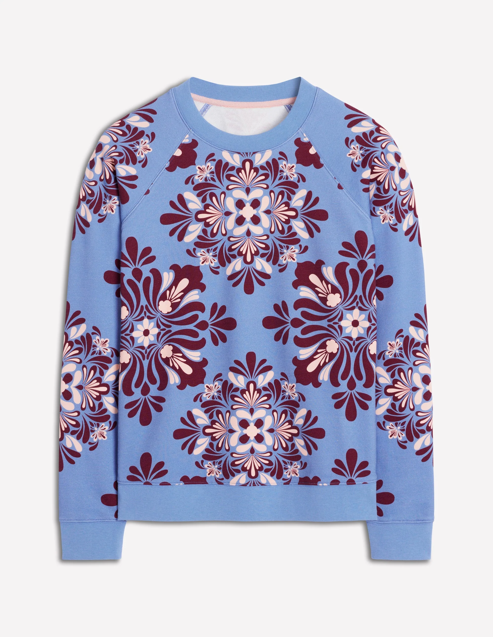 Rosa Printed Sweatshirt-Soft Blue, Bloom Mosaic - Image 5