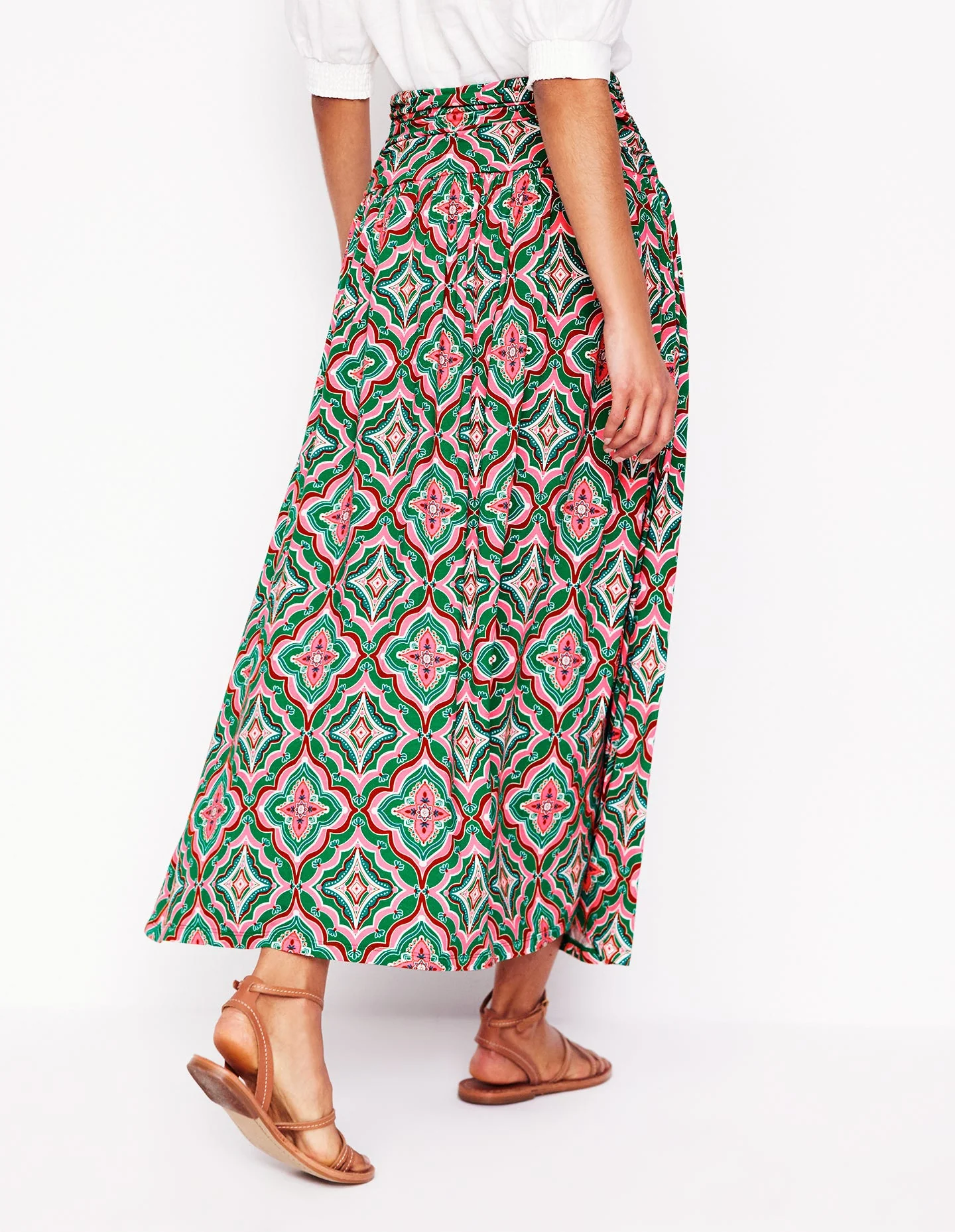Rosaline Jersey Skirt-Rich Emerald, Mosaic Lawn - Image 3