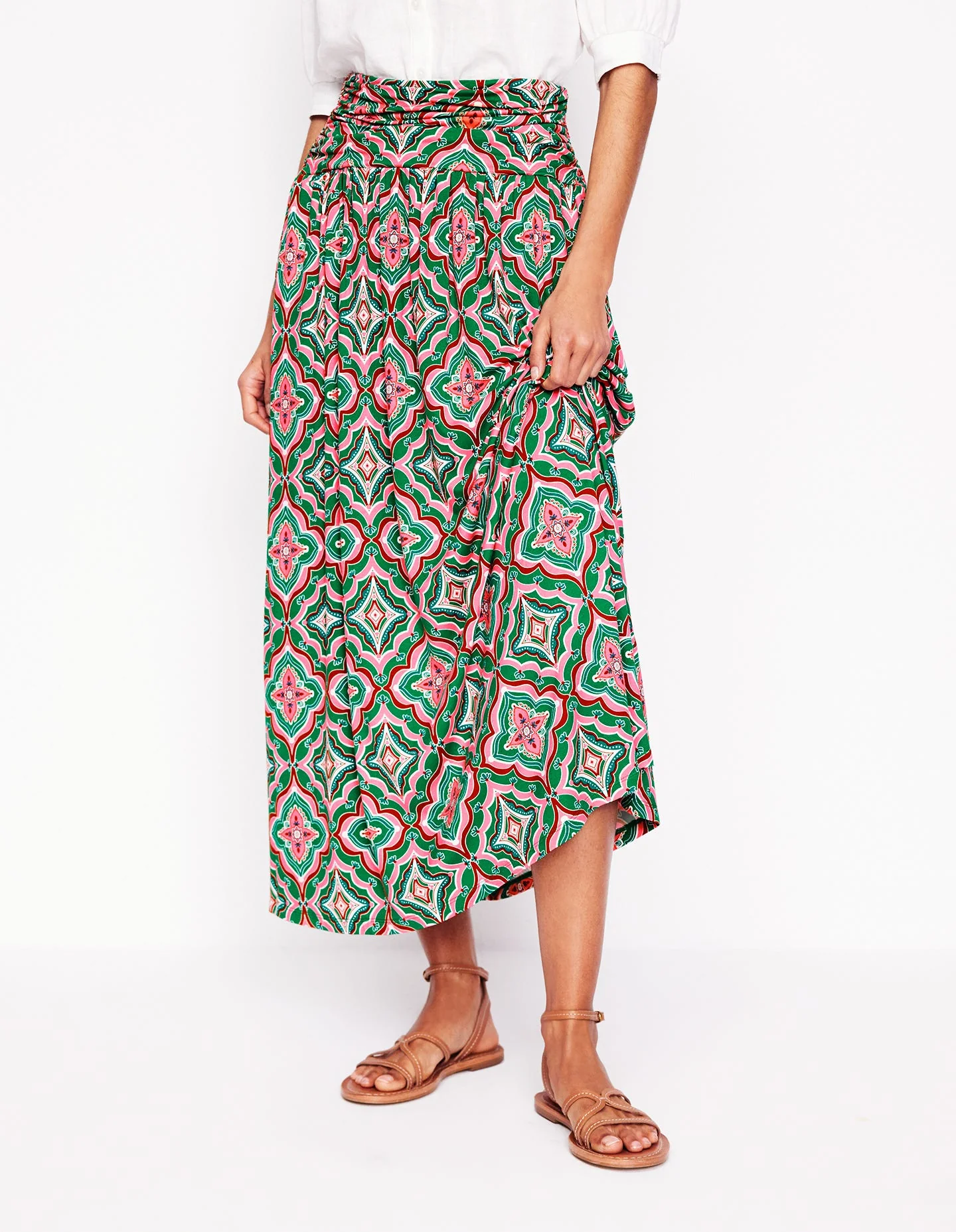 Rosaline Jersey Skirt-Rich Emerald, Mosaic Lawn - Image 4