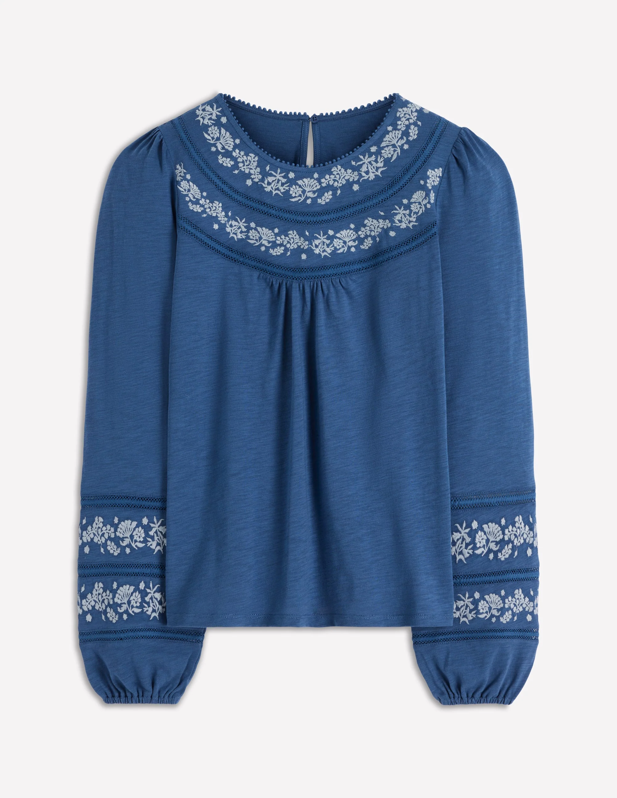 Rosie Embroidered Jersey Top-True Navy - Image 6