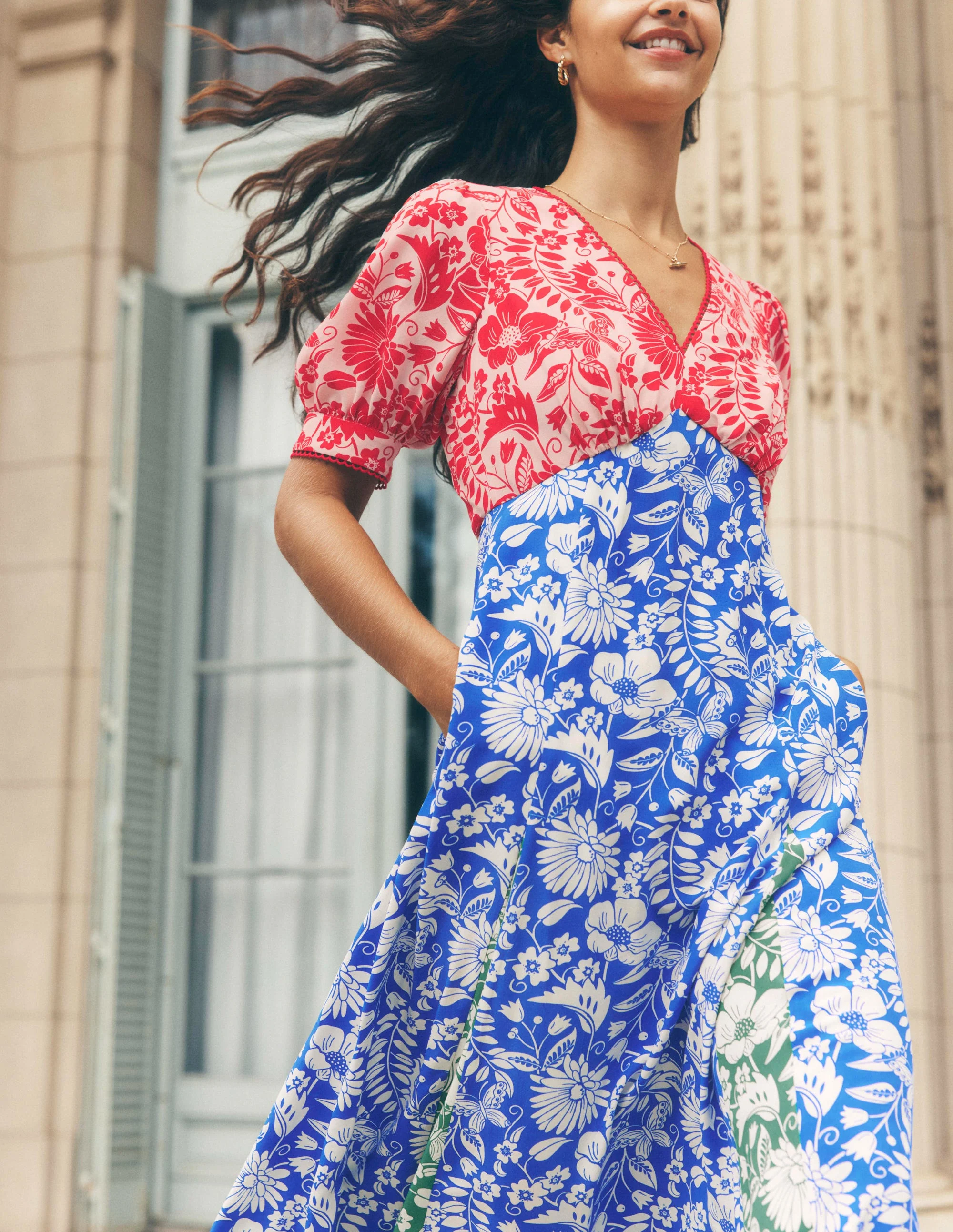 Rosie Godet Tea Dress-Multi, Wildflower Trail - Image 5