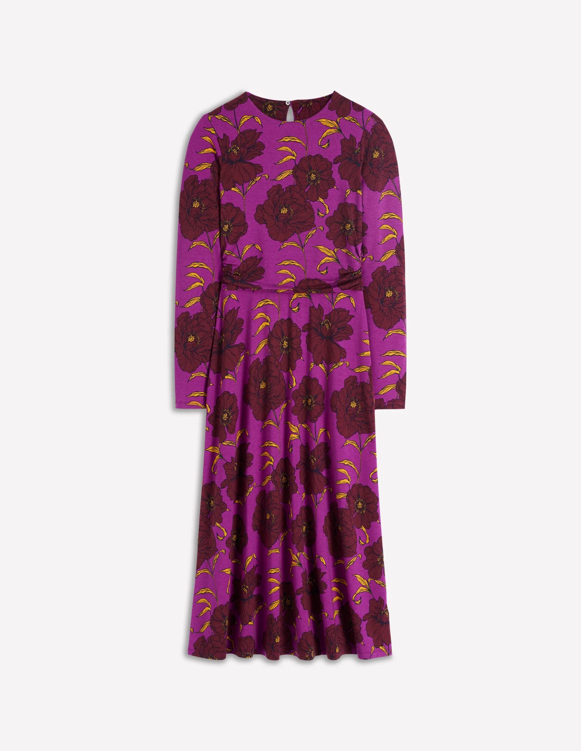 Ruched Jersey Midi Dress-Regal Purple, Peony Bloom - Image 7