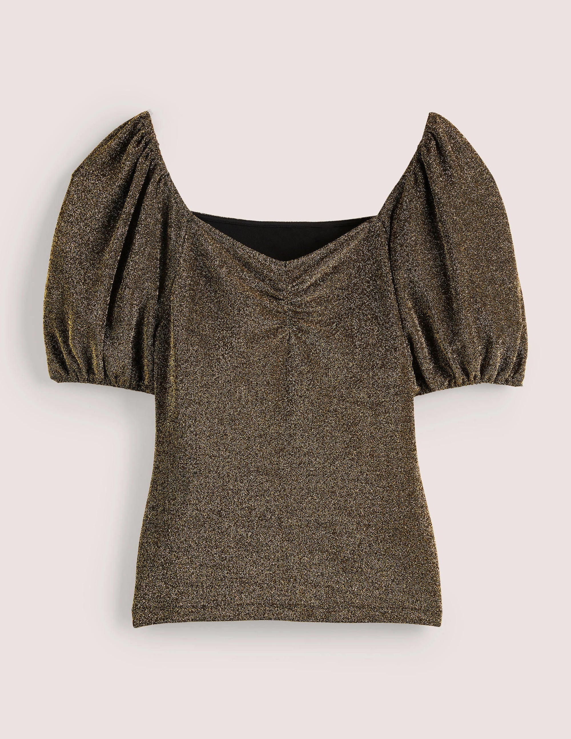 Ruched Sparkle Jersey Top-Black and Gold Sparkle - Image 5