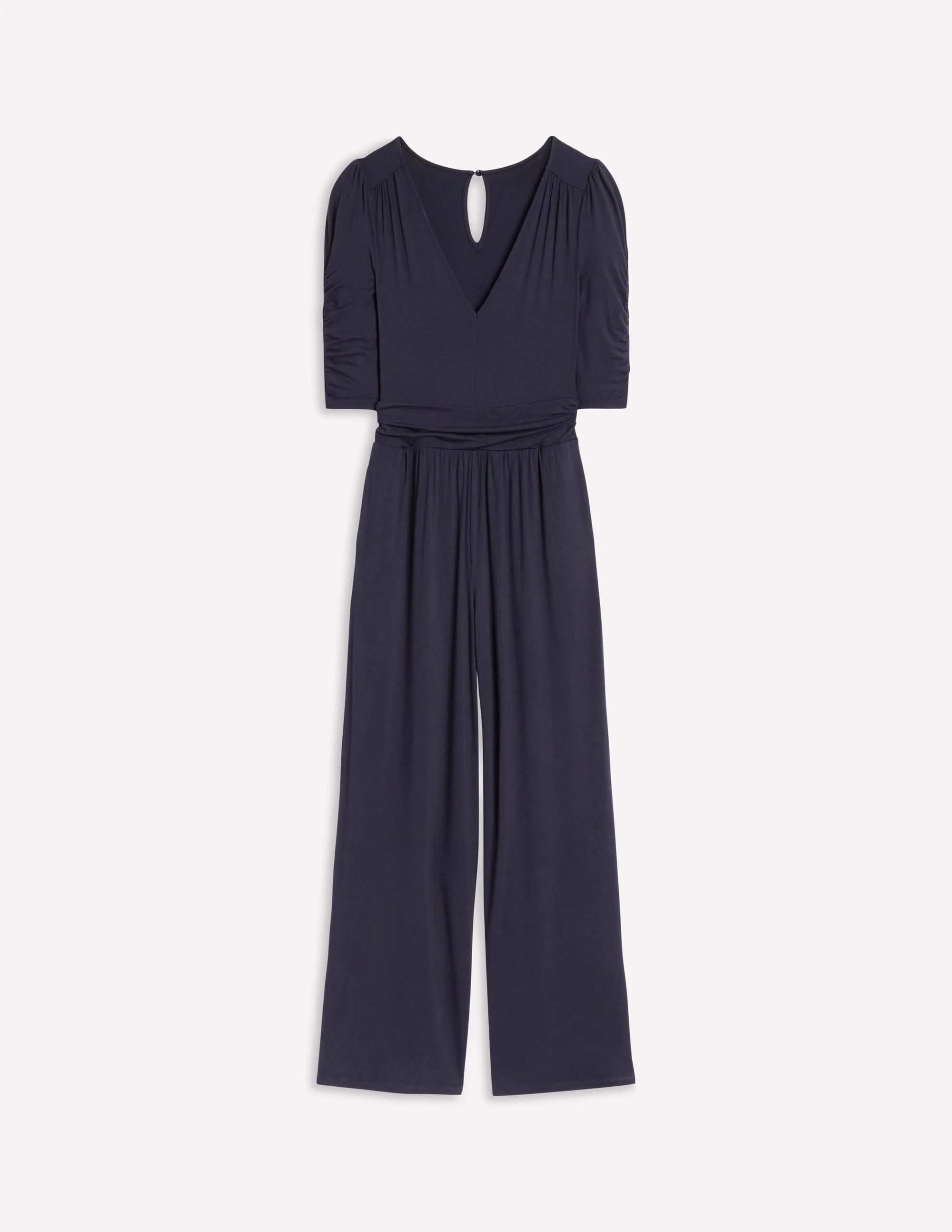 Ruched Waist Jumpsuit-Navy - Image 5