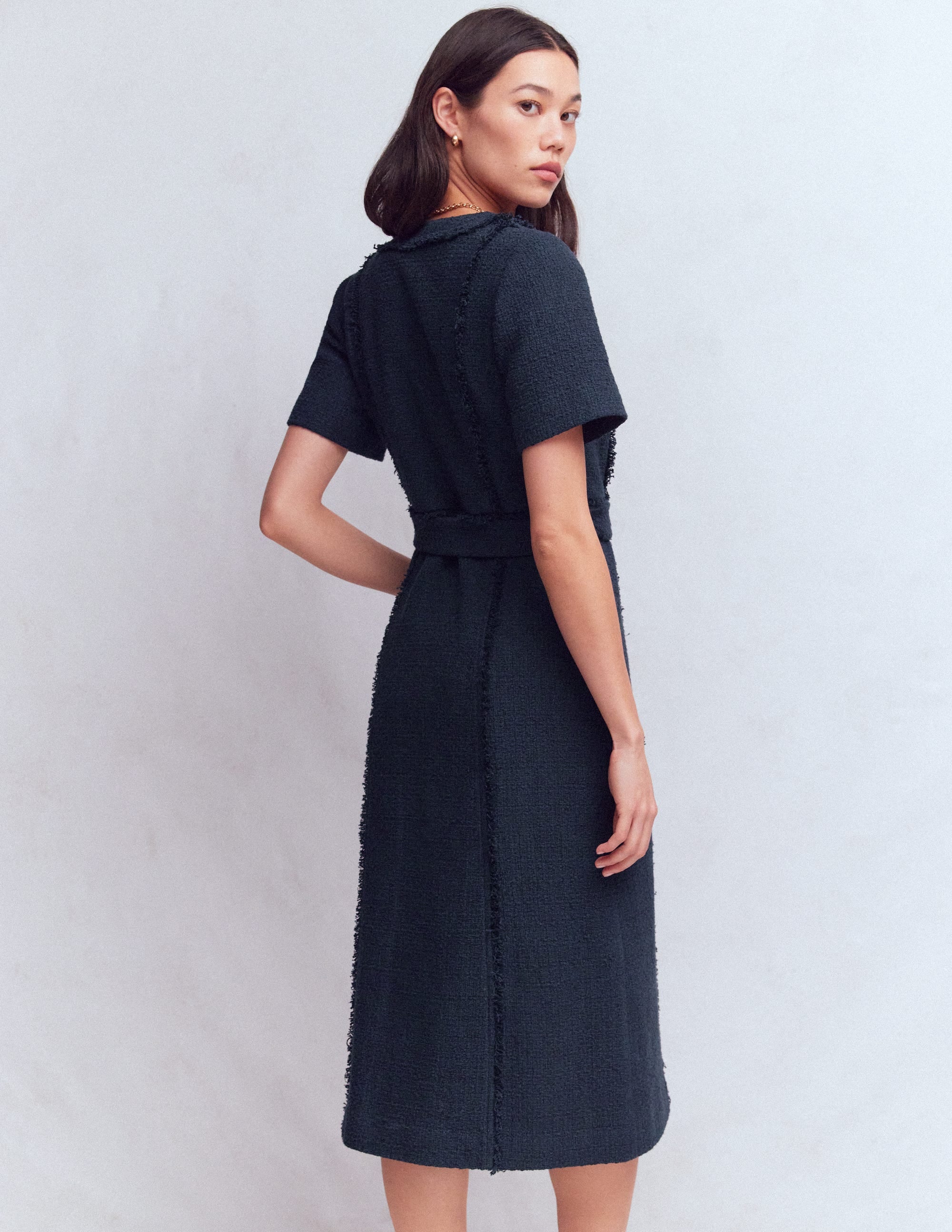 Ruth Zip Texture Dress-Navy - Image 3