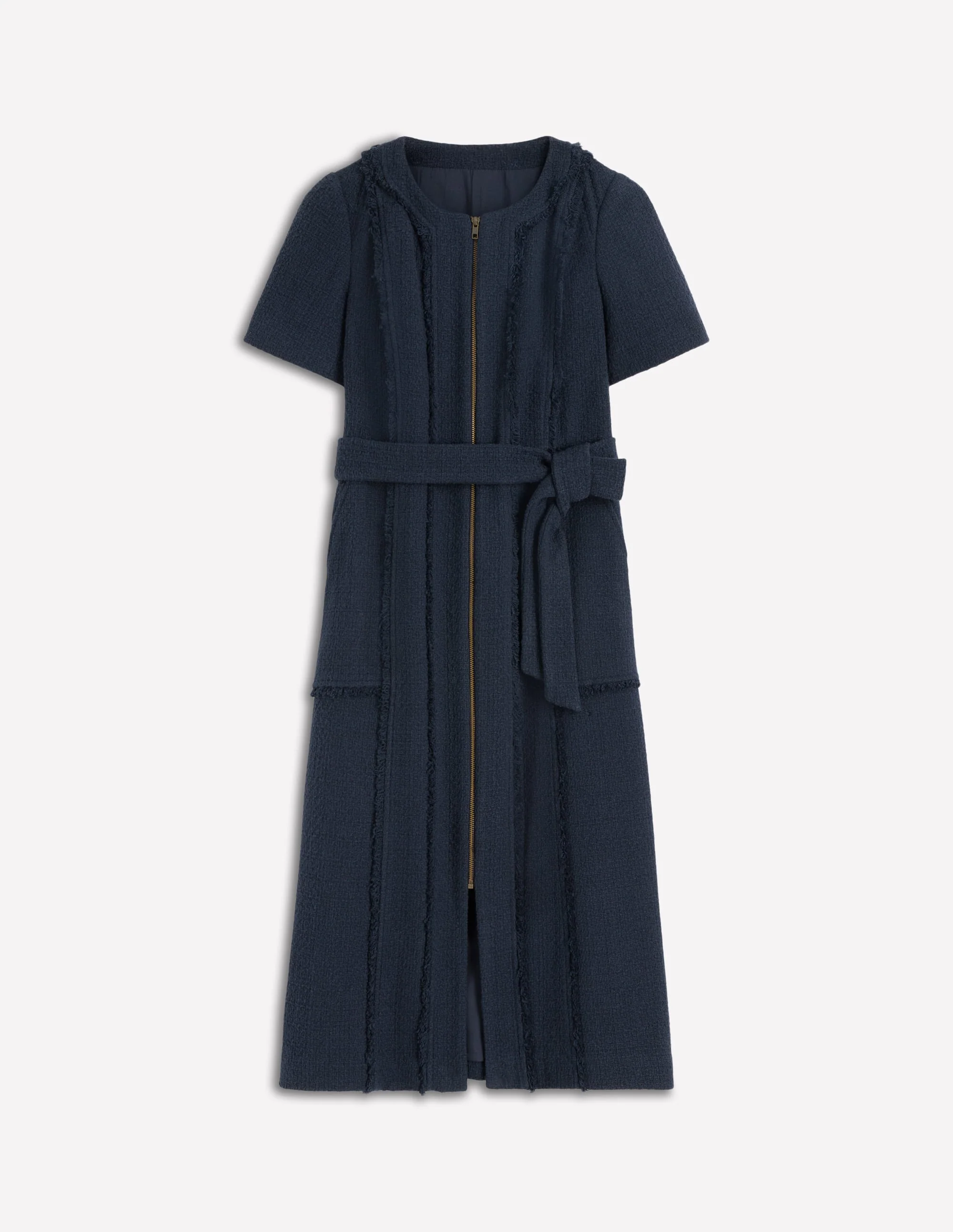 Ruth Zip Texture Dress-Navy - Image 5