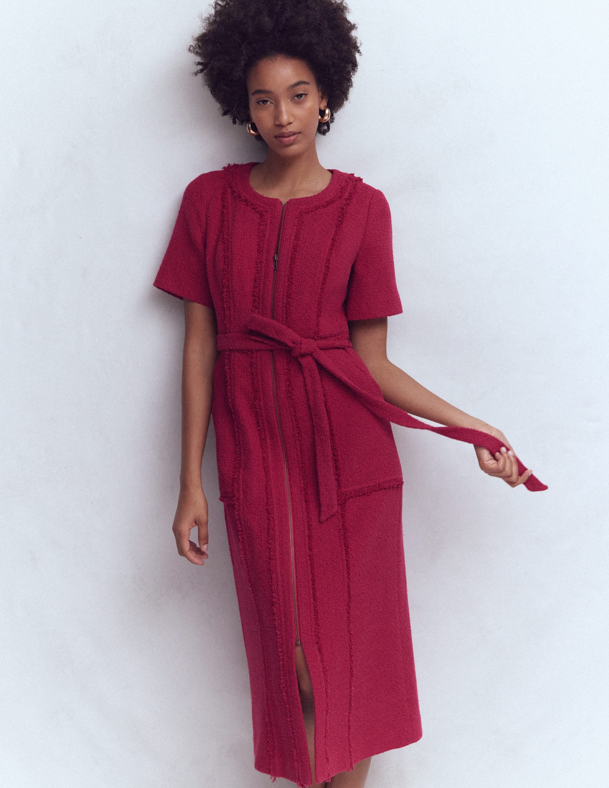 Ruth Zip Texture Dress-Pomegranate - Image 4