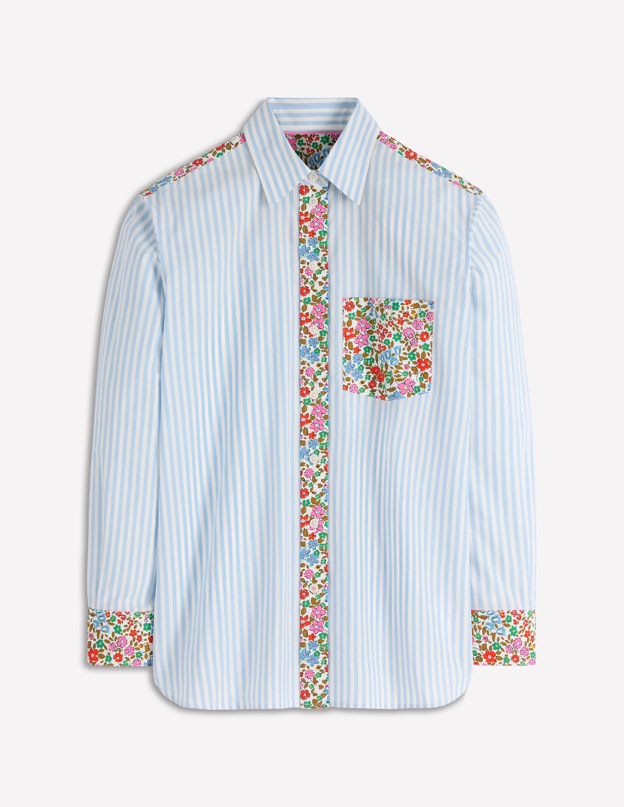 Sadie Relaxed Cotton Shirt-Blue Stripe, Flowerbed Hotch - Image 7