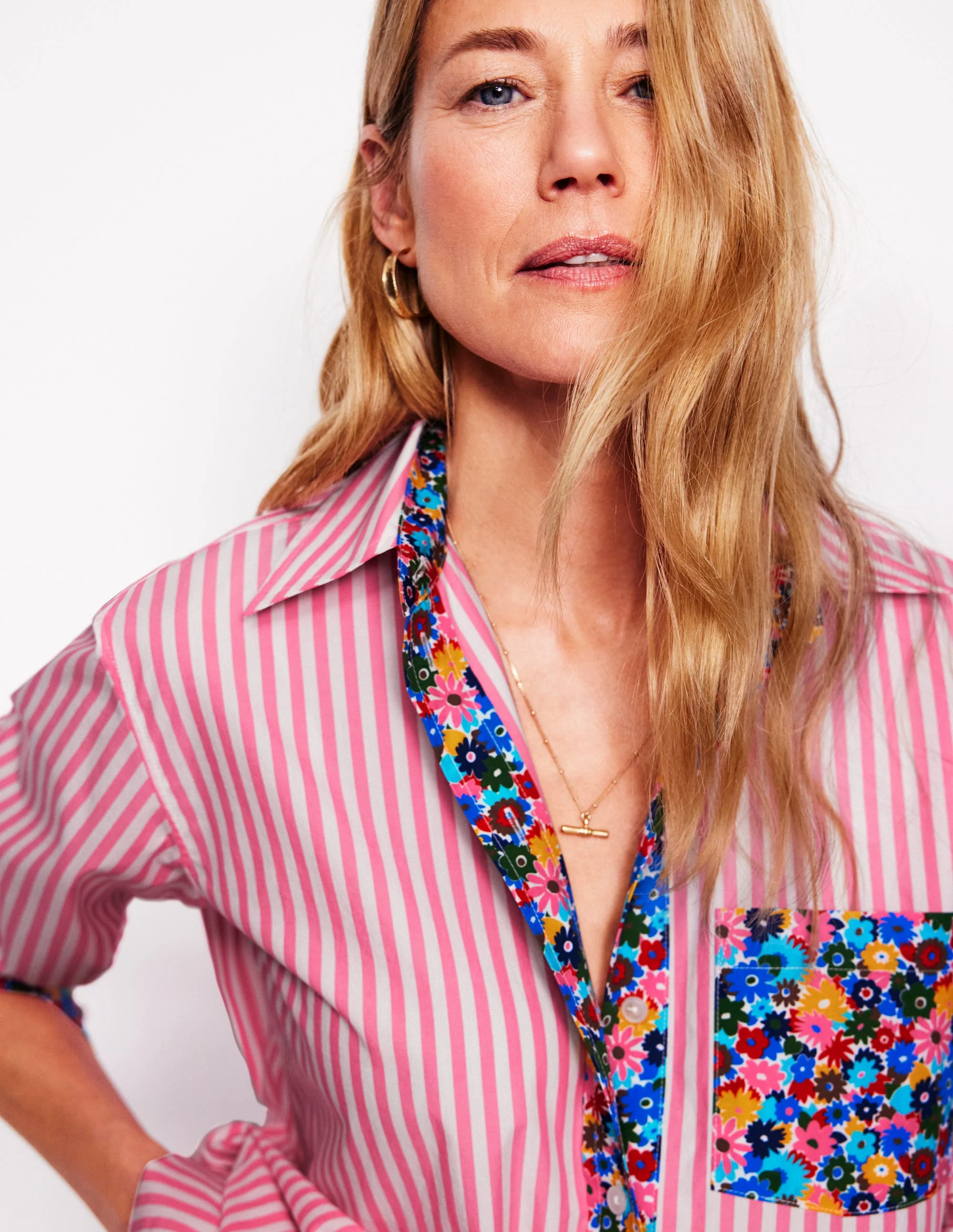 Sadie Relaxed Cotton Shirt-Multi, Paintbox Ditsy - Image 5