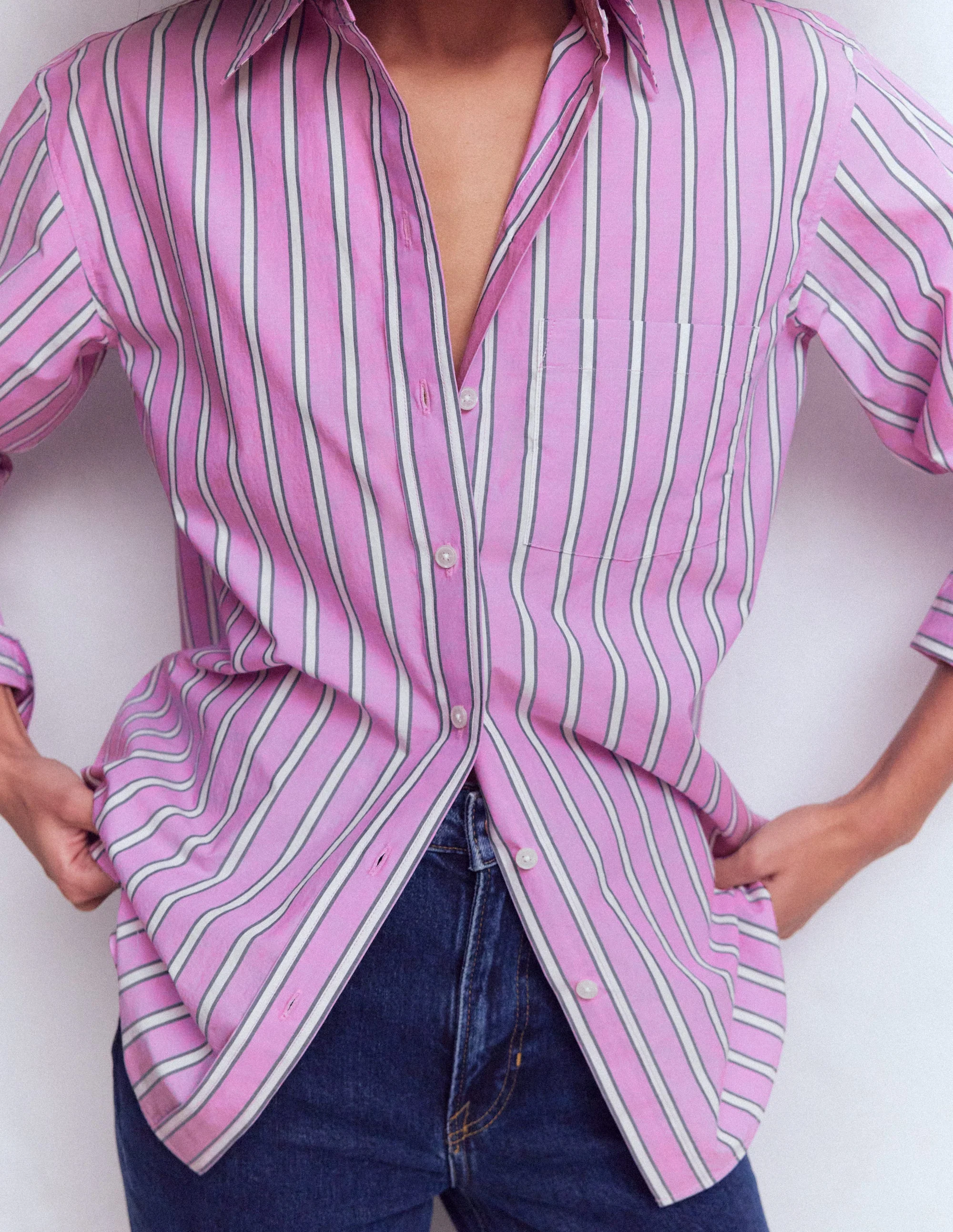 Sadie Relaxed Cotton Shirt-Multi Stripe - Image 2